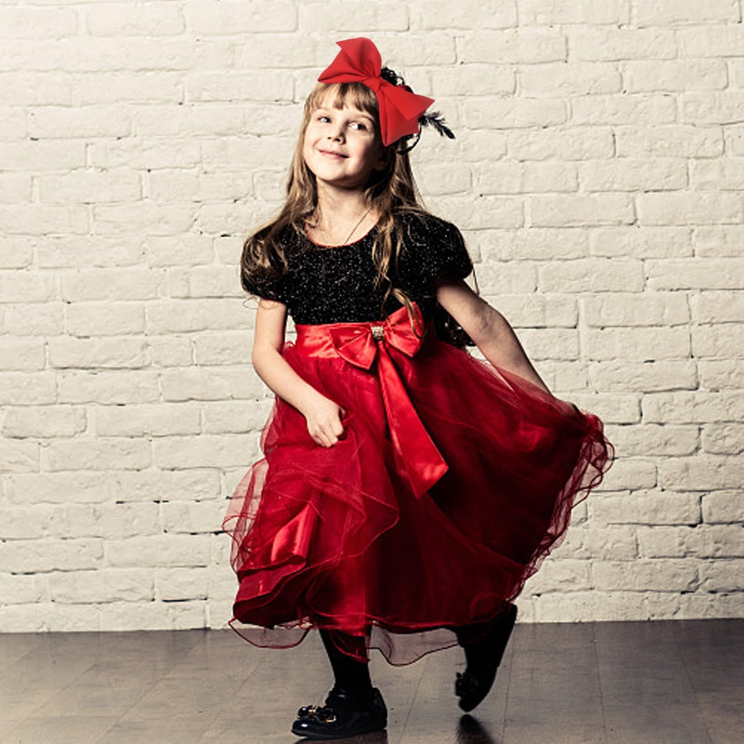 1 Butterfly Bow Headband 1 Barrette Wide Edge Hairband Washable Hair Band Fashion Hair Accessories for Women and Kids Suitable for Many Hairstyles (Red) image number 4