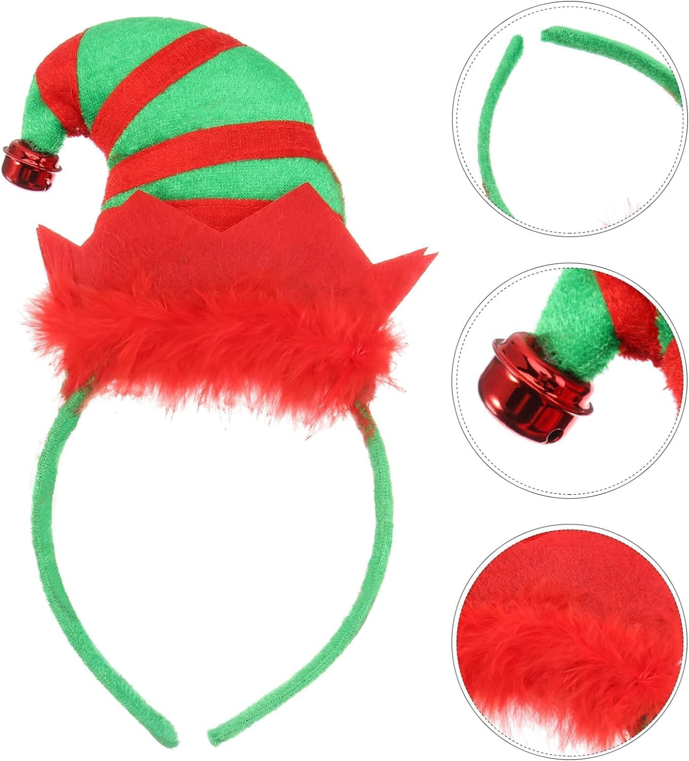 Christmas Plush Headbands Xmas Bell Hat Hair Hoops Headwear Best Christmas Costume for Carnival Party image number 3