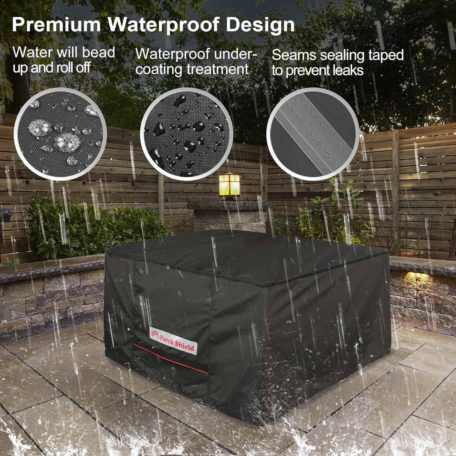 Porch Shield Square Patio Fire Pit Cover Fade Resistant Waterproof Outdoor Firepit Cover 36 X 36 Inch for Gas Propane Fire Table image number 1