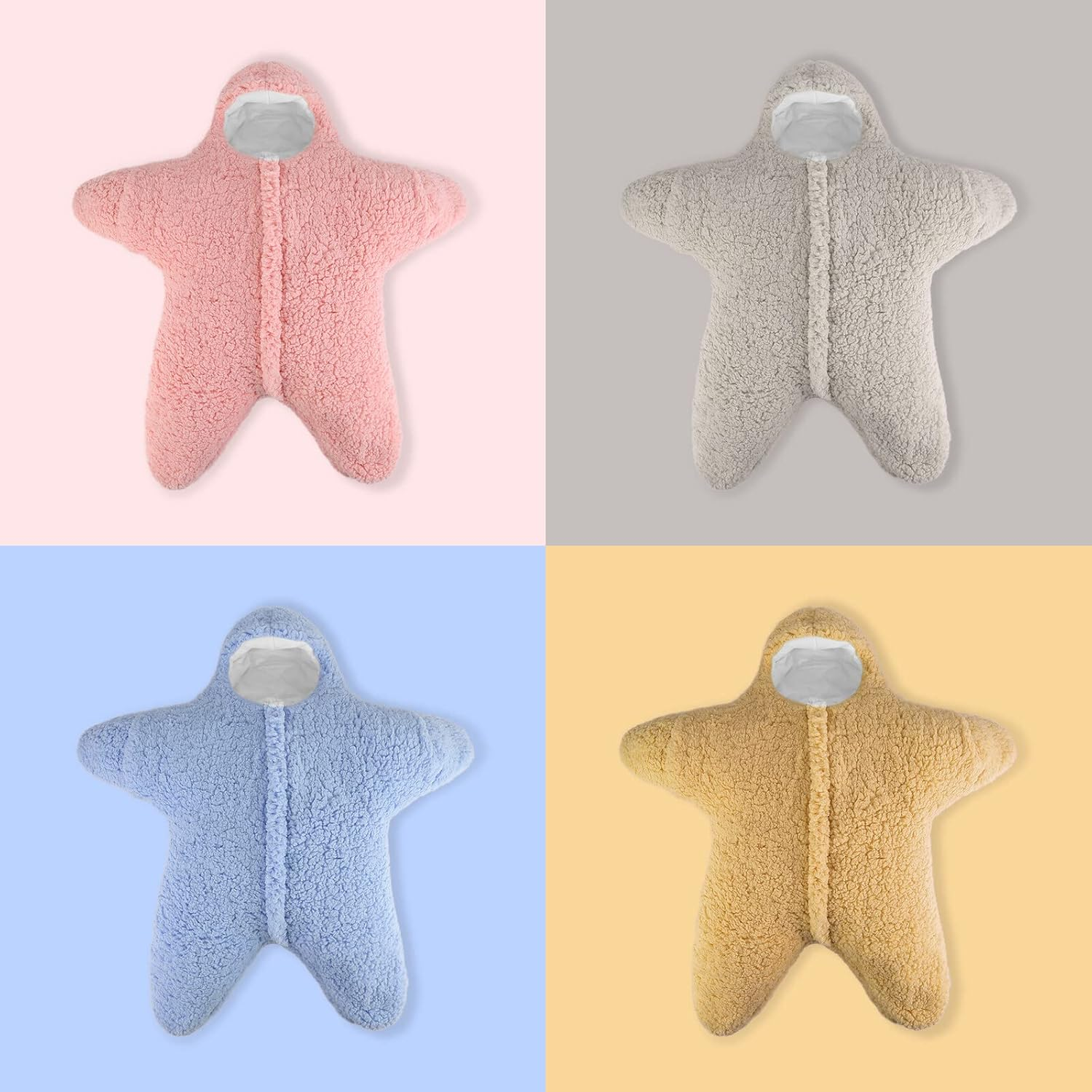 Owlike Baby Wearable Sleeping Stroller Blanket Infant Windproof Starfish Fleece Warm Snowsuit for Newborn Babies, Khaki, 2157594/120981AM09US, 76X78X39 Cm