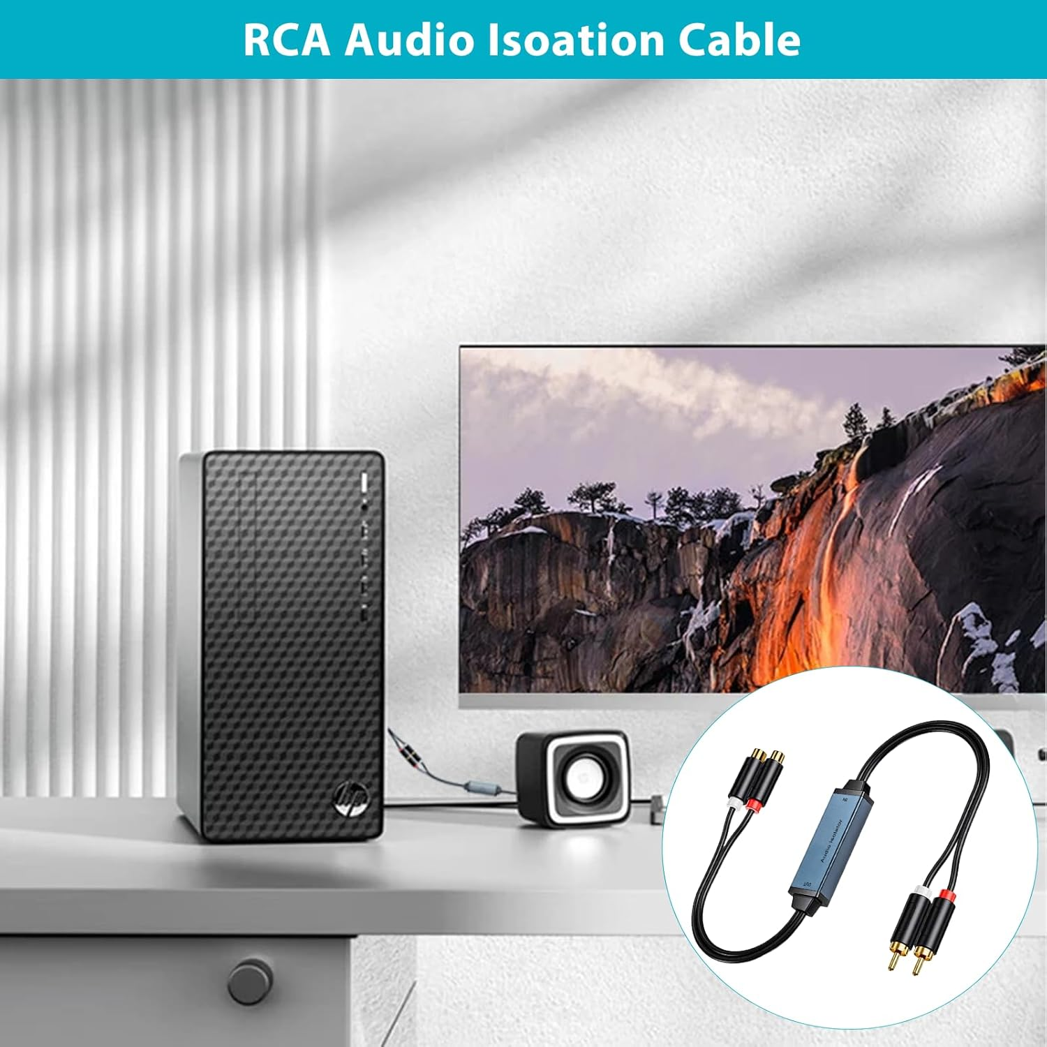 Danfetsoy Ground Loop Noise Isolator RCA, Gold Coating RCA Connectors Aluminum Shell Audio Eliminating Humming Noise for Car and Home Using in Different Situations image number 1