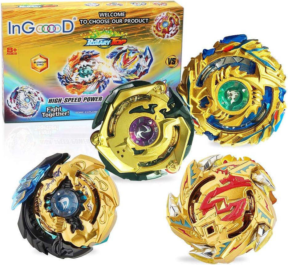 Ingooood Battling Toy Tops Battle Burst Tops Blade Blade Toys for Kids Gyro Metal Fusion, 4X High Performance Tops Attack Set with Launcher and Grip Starter Set and Arena image number 5