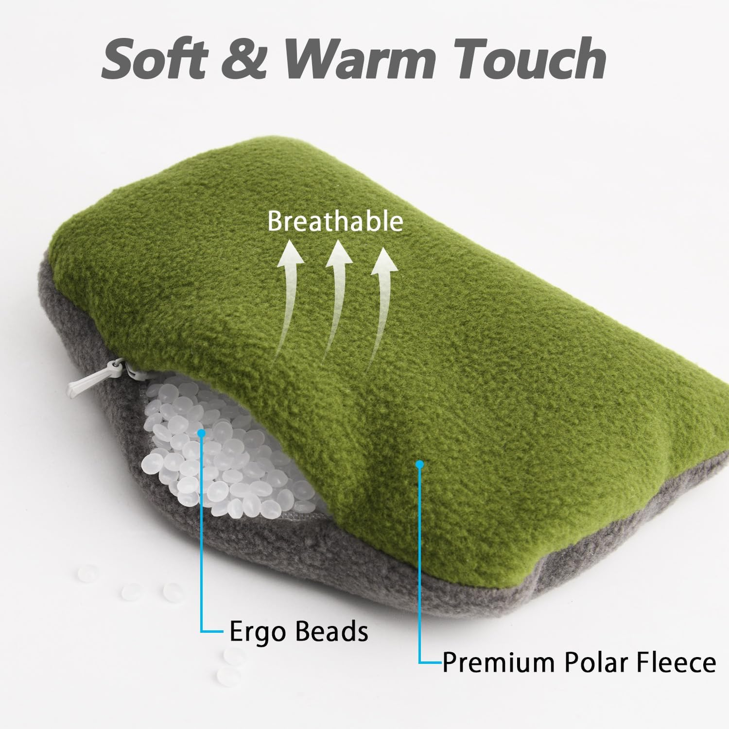 Large Ergonomic Mouse Wrist Rest Bean Bag, Ergobeads Mouse Pad Wrist Support for Computer, Laptop, PC Gaming, Home Office Work, Easy Typing Wrist Pain Relief (Green)