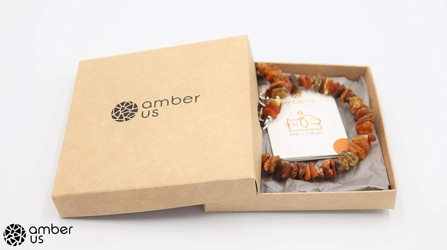 Amber-Us Amber Necklace for Dogs Made of Raw Baltic Amber Decorated with Red Coral | Tick Collar | Amber against Ticks | Ticks and Flea Protection Collar (40-45 Cm) image number 2