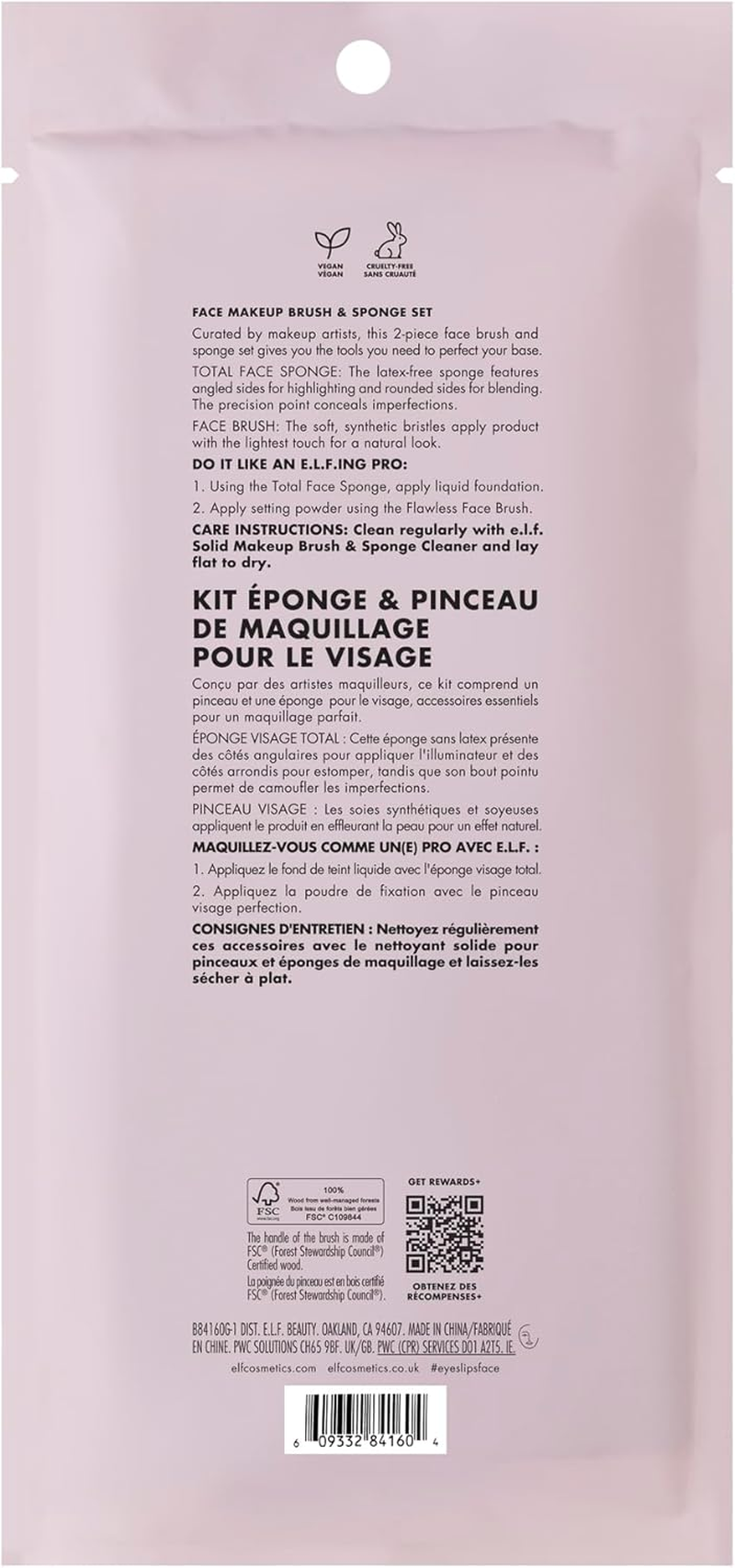 E.L.F. Cosmetics Complexion Brush & Sponge Duo, 2-Step Face Sponge & Makeup Brush Kit for Creating a Flawless Complexion, Great for Liquid Foundation