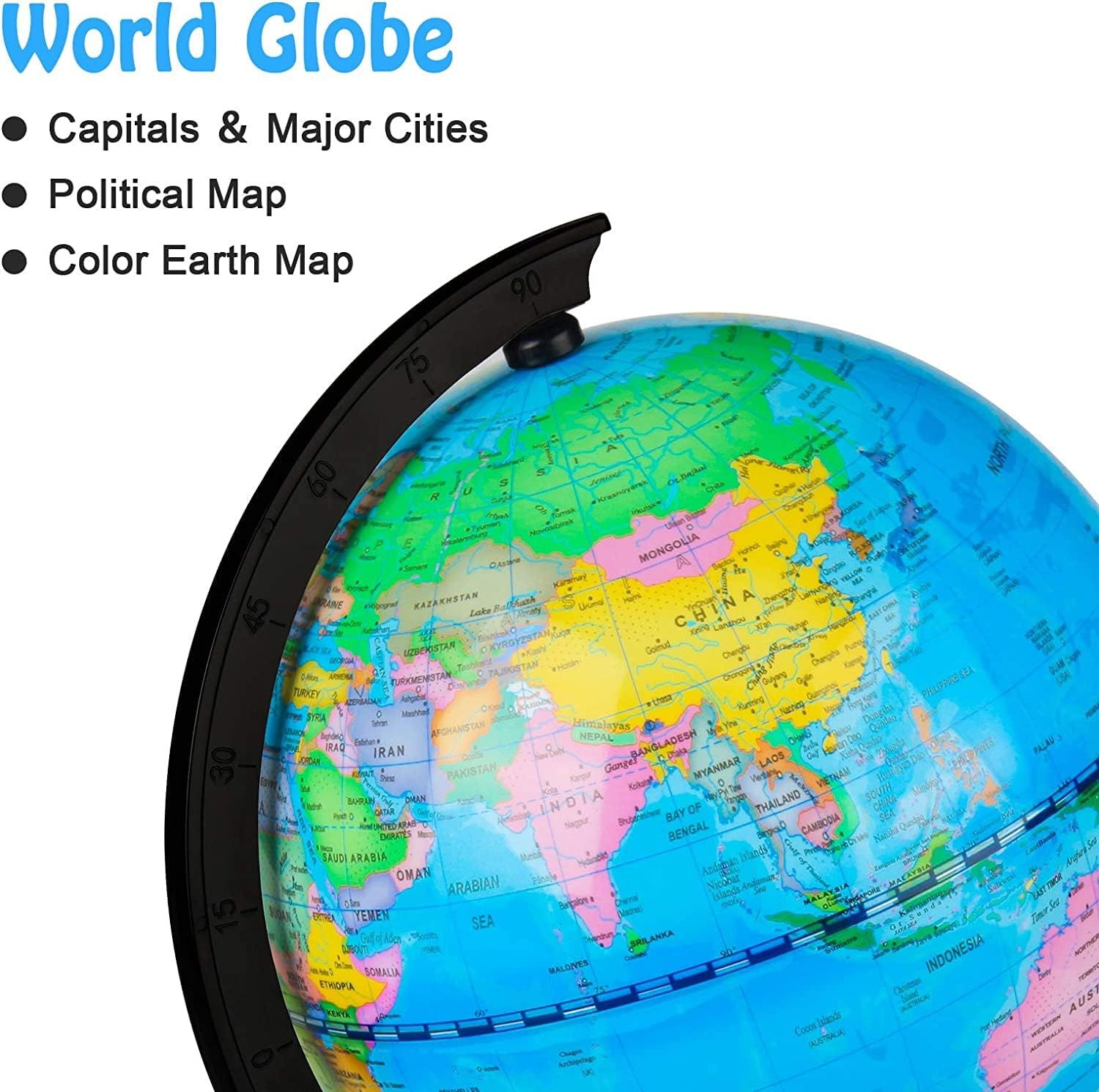 Wizdar 5.5" World Globe for Kids Learning, Educational Rotating World Map Globes Mini Size Decorative Earth Children Globe for Classroom Geography Teaching, Desk & Office Decoration-5.5 Inch image number 6