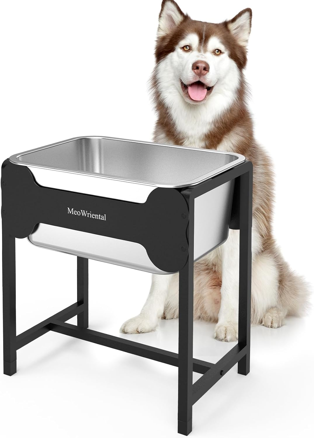 9.5L Elevated Dog Water Bowl for Large Breeds, 36Cm Raised Stainless Steel Large Dog Water Bowl with Full Metal Stand for Relief Joint Pressure, Tip-Proof, Easy to Clean, Indoor & Outdoor Use