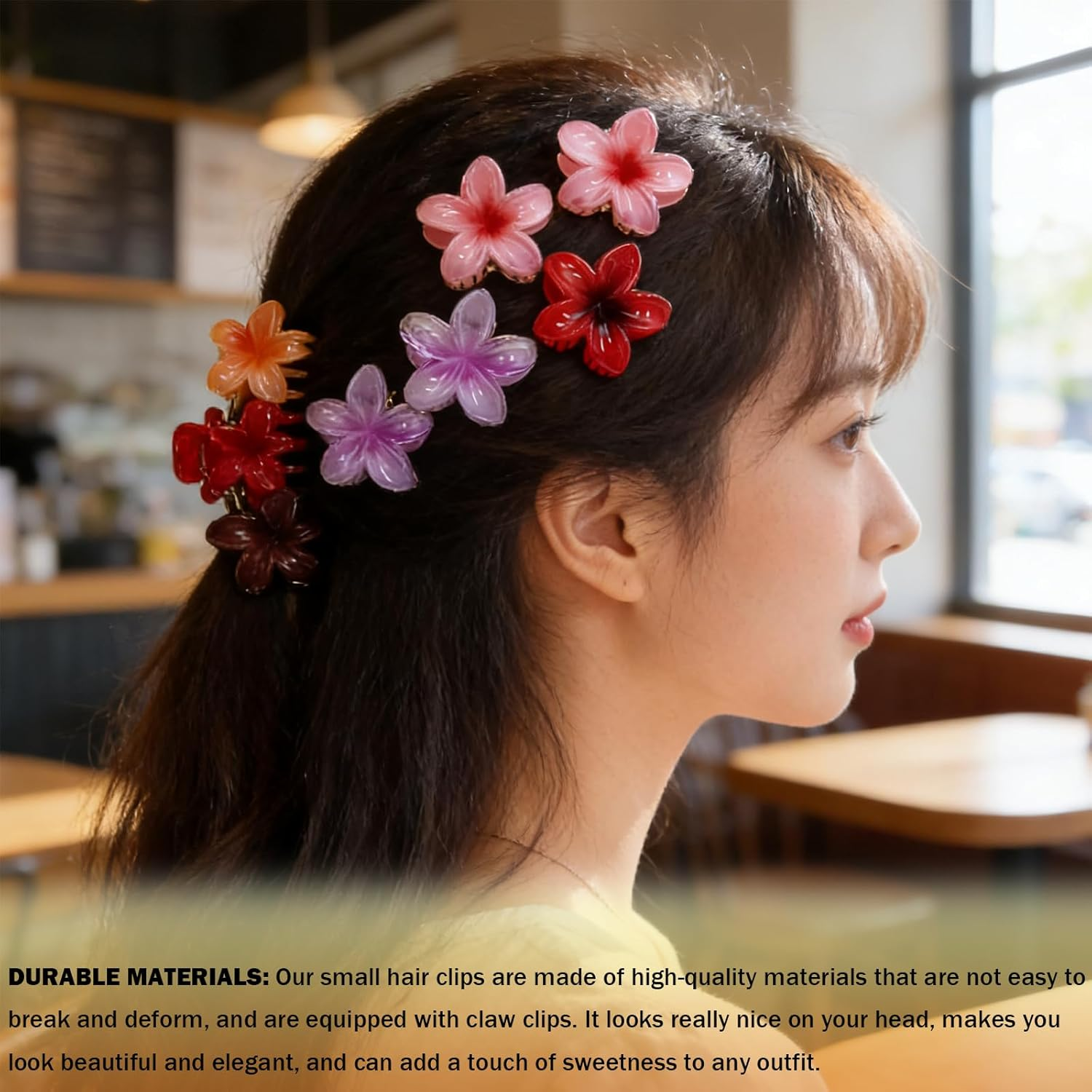 FISH DRAGATE Pack of 12 Flower Hair Clips, Flower Hair Clips, Hair Clips, 6 Colours, Women'S Accessories, Flower Hair Clip, for Girls, Wedding, Party image number 3