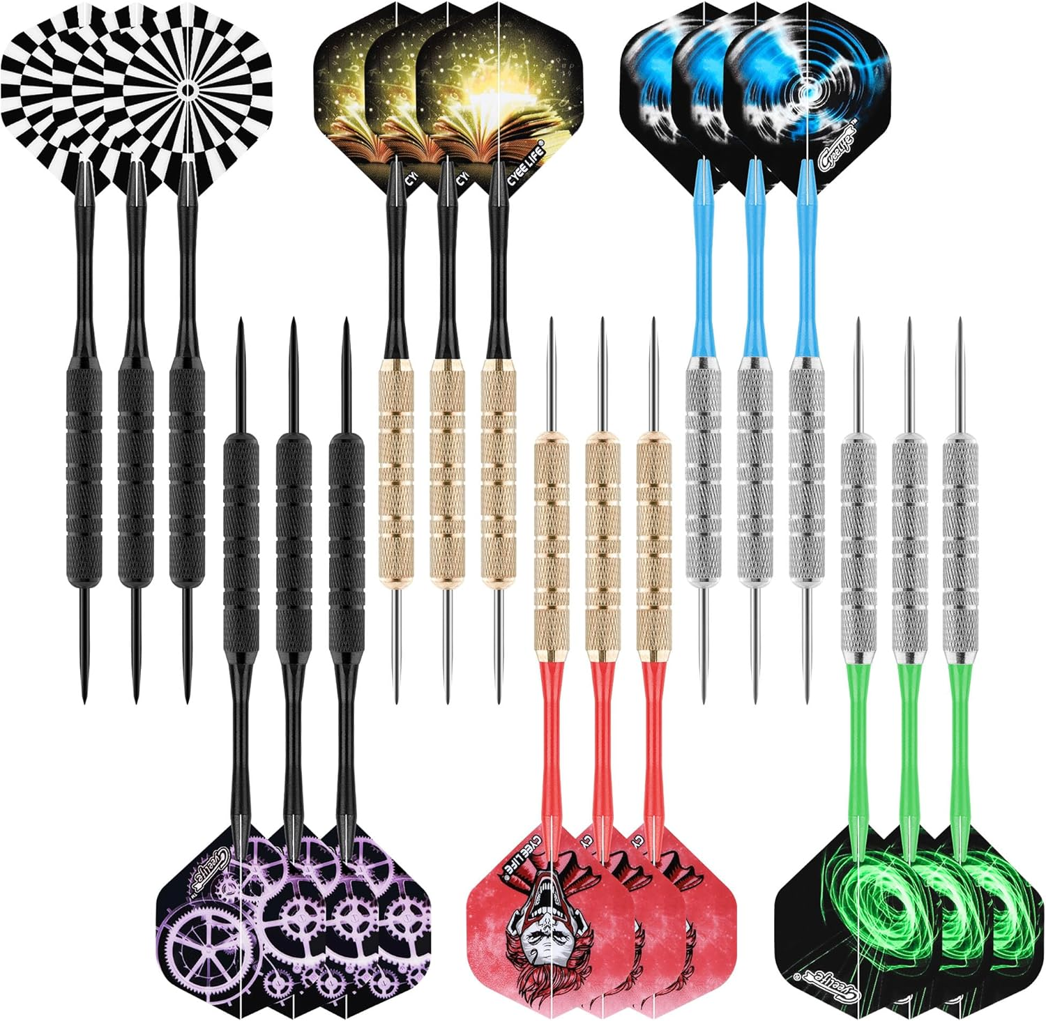 Cyeelife Steel Tip Darts,18Pcs Professional Metal Darts, Darts Metal Tip Set, Metal Darts for Dartboard,For Beginners and Hobbyists image number 4