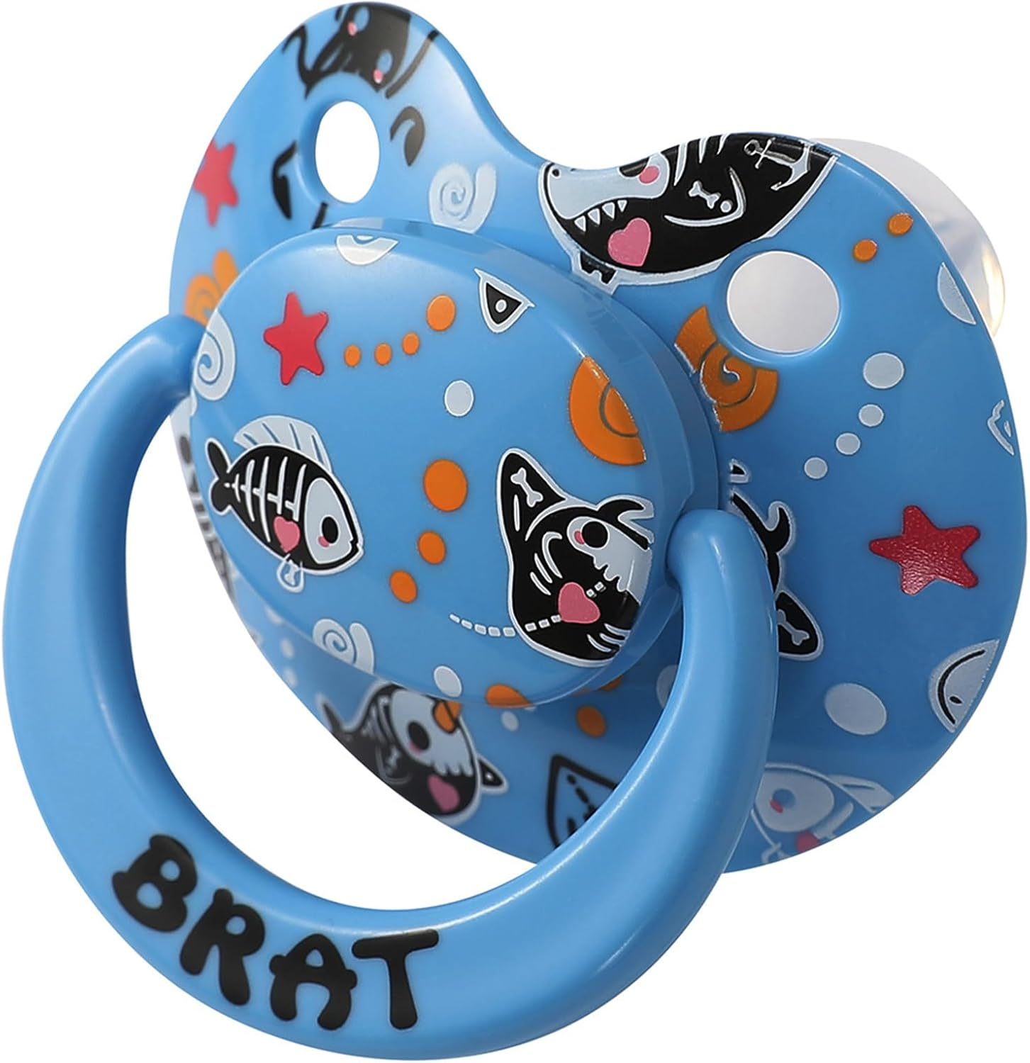 Cute Adult Pacifier for Anxiety Autistic：Big Size Butterfly Shaped Silicone Nipple Binky - Large Shield Printed Paci Blue for Sleep image number 2