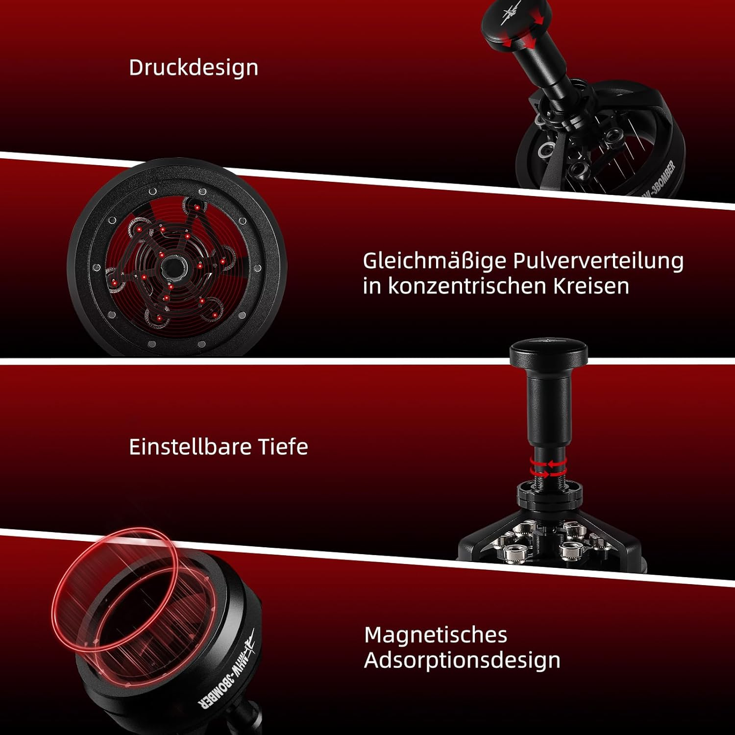 MHW-3BOMBER Yu Cyclone WDT Tools Espresso Stirrer, Distribution Tool for Barista, 0.25 Mm, 14 Needles, Espresso Coffee Stirrer, 58.35 Mm, Black, Model: T5849-OS image number 4