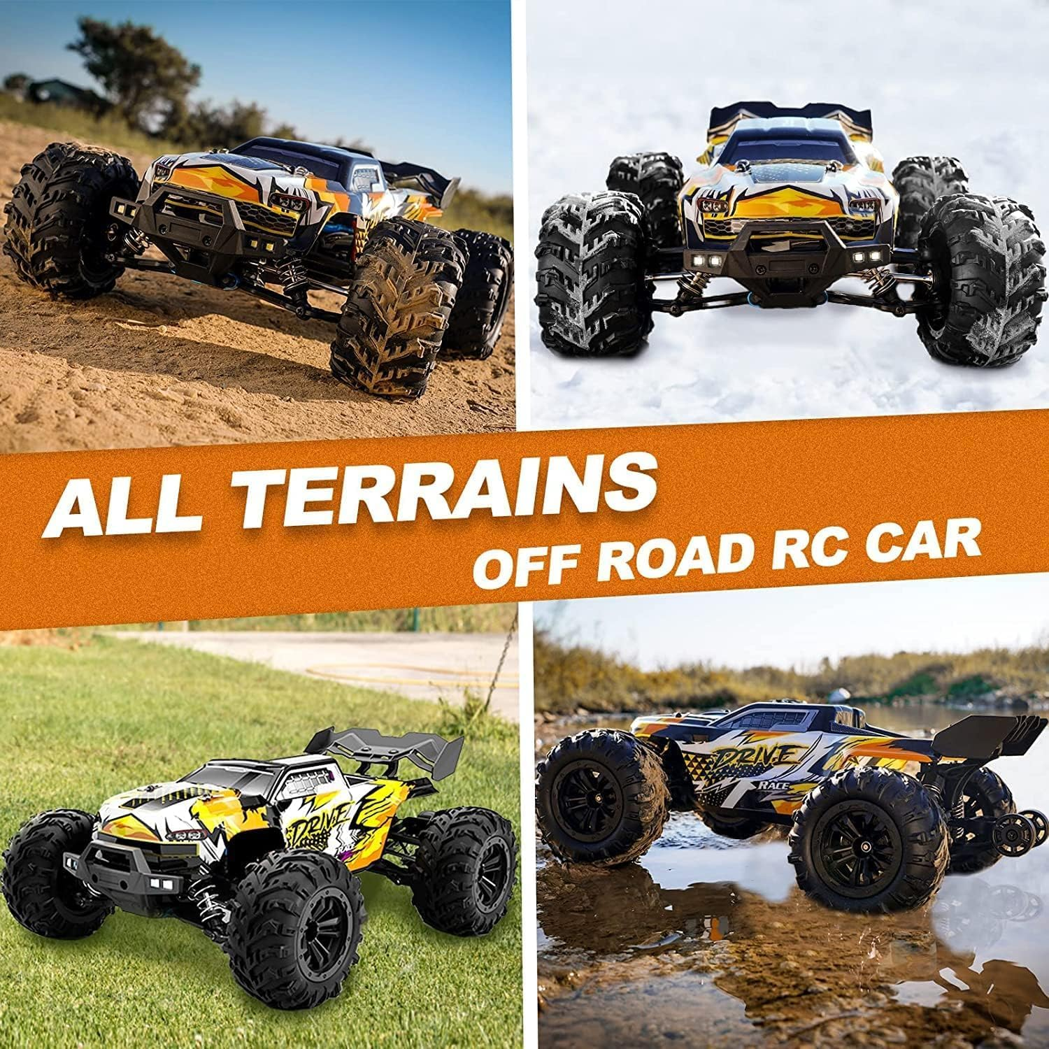 KAIMIO 70KM/H 4WD High Speed Brushless RC Truck, RTR Monster Truck, 1:16 Scale RC Car All-Terrain Off-Road Waterproof 2.4GHZ Hobby Grade RC Car for Beginners and Adults (16102Pro-Blue)