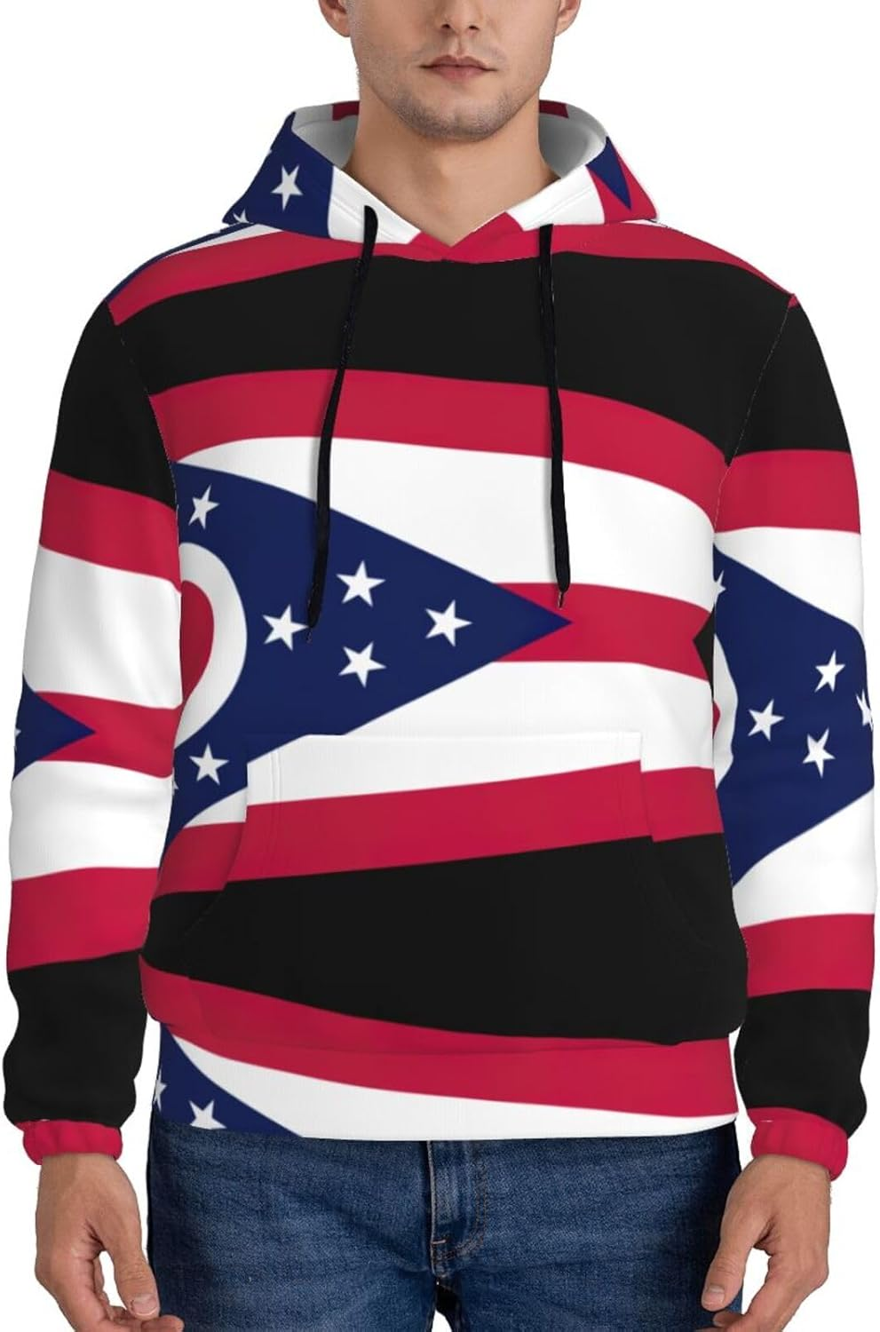 SDEGTHO Ohio State Flag Mens Christmas Oversized Hoodies Classic Hoodie Pullover Hoodies for Men Streetwear Sweatshirts image number 2