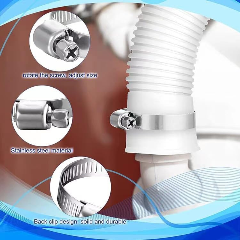 2 Pack 1.25" X 39" Pool Hose, Swimming Pool Replacement Hoses for above Ground Pools,Compatible with Intex Filter Pumps 607, 637, 330GPH, 530GPH, 1000GPH, with 4 Metal Clamps image number 3