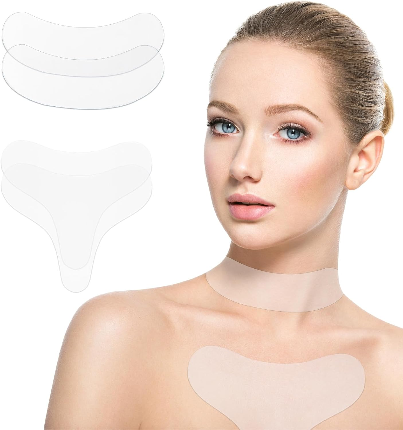 Lasuroa 4Pcs Chest & Neck Wrinkle Pads, Silicone Transparent Cleavage & Decollete Patch Beauty Accessories for Woman Smoothing Skin image number 5