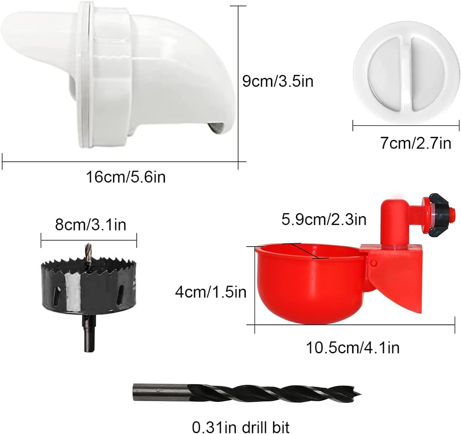 Chicken Feeder and Chicken Water Cups, Automatic 6 Pcs Feeders Port and 6 Pcs Water Cups, Rodent Proof Rain Proof Poultry Feeder Kit for DIY image number 1