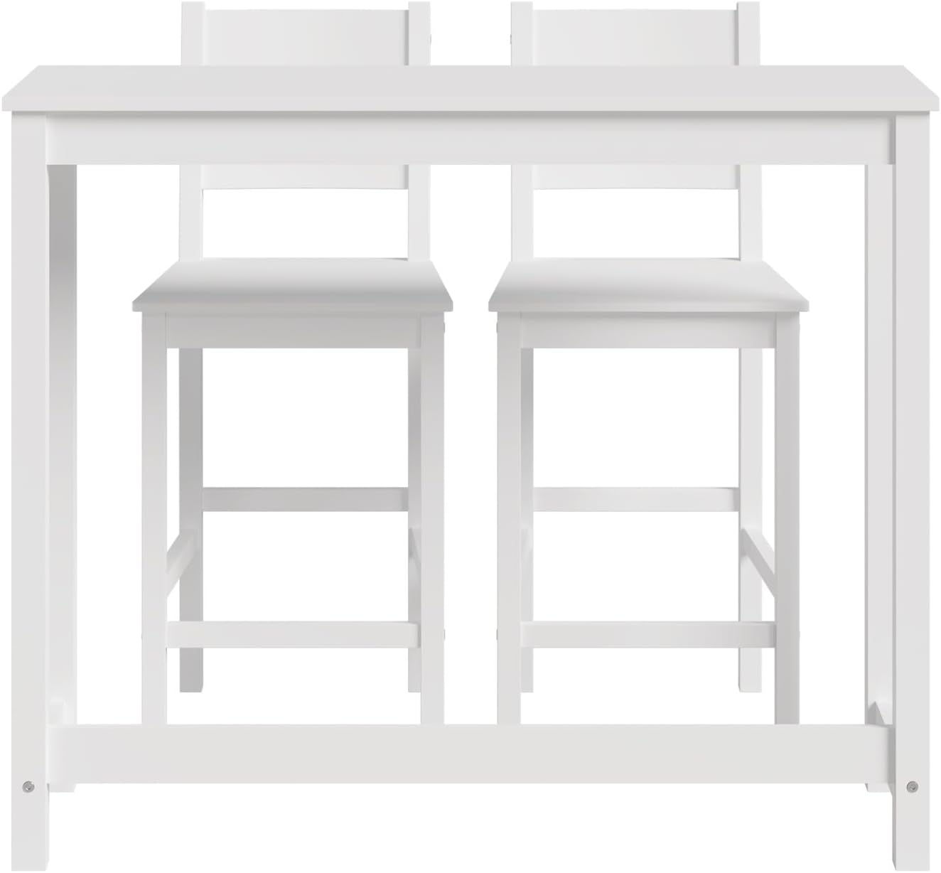 Oikiture 3PCS Bar Stools and Bar Table Set Kitchen Dining Table and Chairs White image number 4