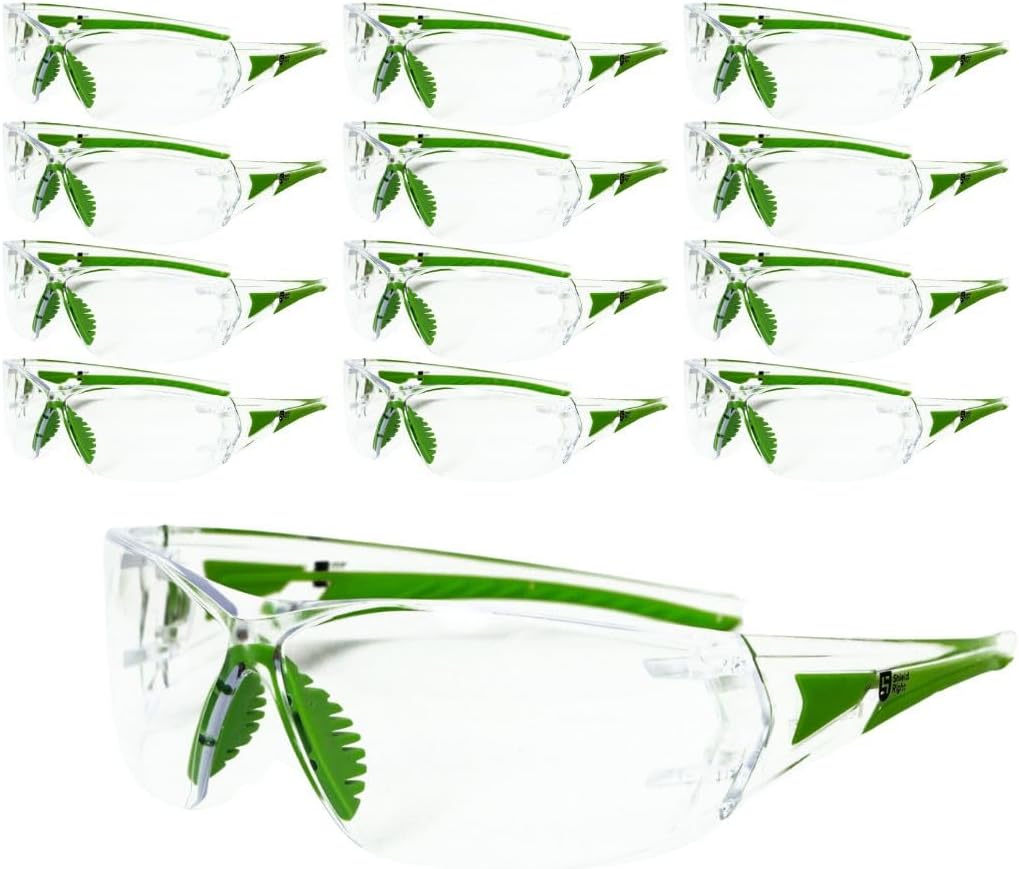 Shield Right Pro Safety Glasses, Anti-Fog and Scratch Resistant Wrap around Lenses, Adjustable Nose Pads, AS/NZS 1337.1:2010 Certified Safety Glasses,100% UV Protective Eyewear