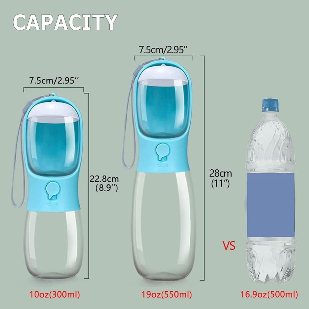 Dog Water Bottle, Large Capacity Dog Water Bottle with Food Container,Outdoor Portable Water Dispenser for Dogs,Puppy,Cats for Walking,Hiking,Travel (19Oz Blue) image number 4