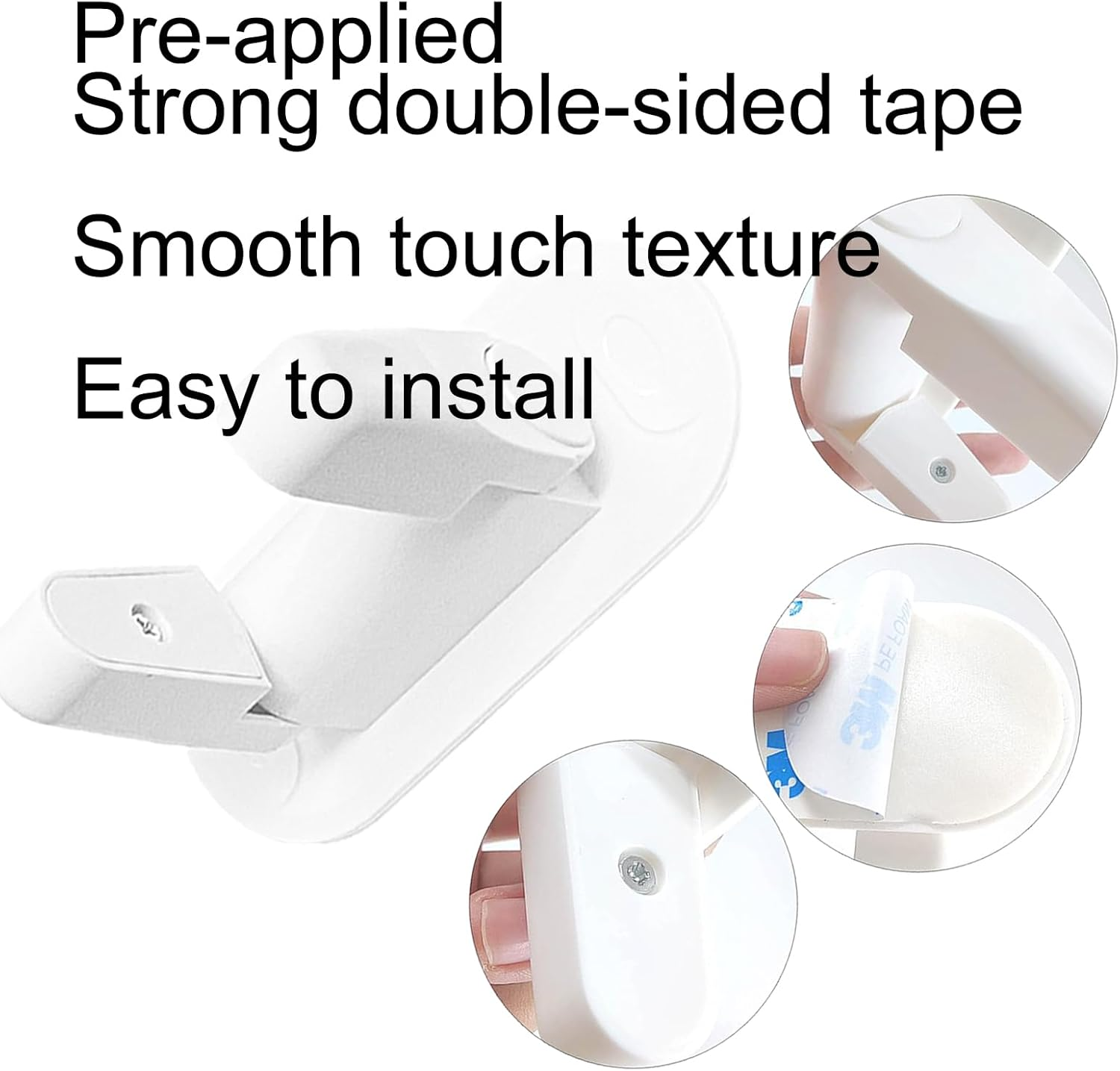 2 Pack White Door Lever Lock Childproof Door Latch Locks for Pet Dog Kids Safety Childproof Door Handle Lock with Adhesive (No Drilling) for Door image number 2