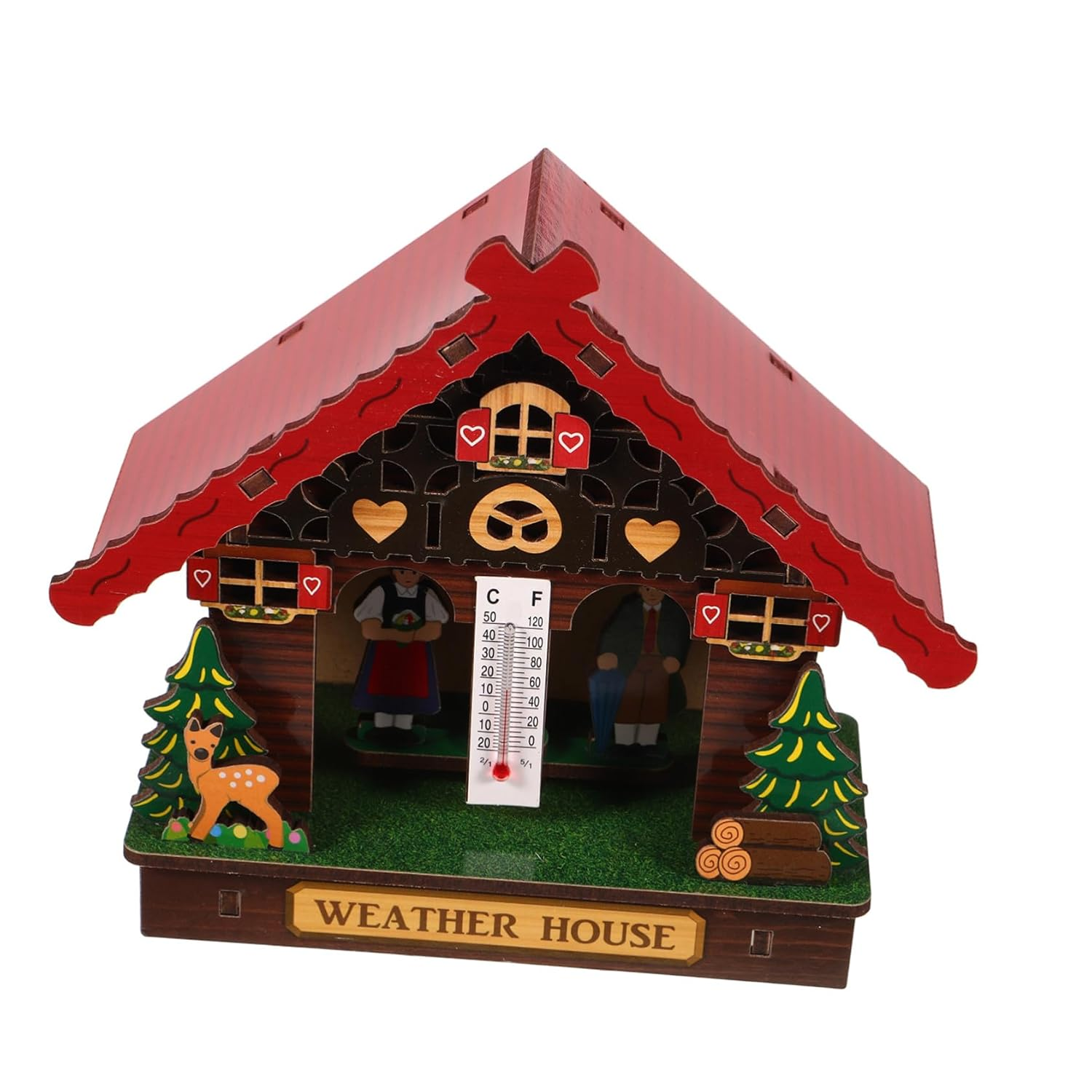 Abaodam Indoor Outdoor Wall Mounted Thermometer Hygrometer Weather Station with Wooden Barometer Accurate Temperature Humidity Gauge for Patio Garden Easy Setup Vertical Hanging image number 4