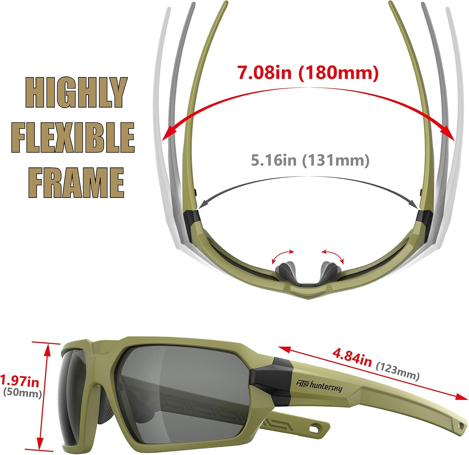 HTS HUNTERSKY Q37 Anti-Fog Polarized Tactical Hunting Shooting Sunglasses Military Grade Ballistic Impact Protection Eye Pro Army Glasses, Motorcycle Riding Running Driving Range