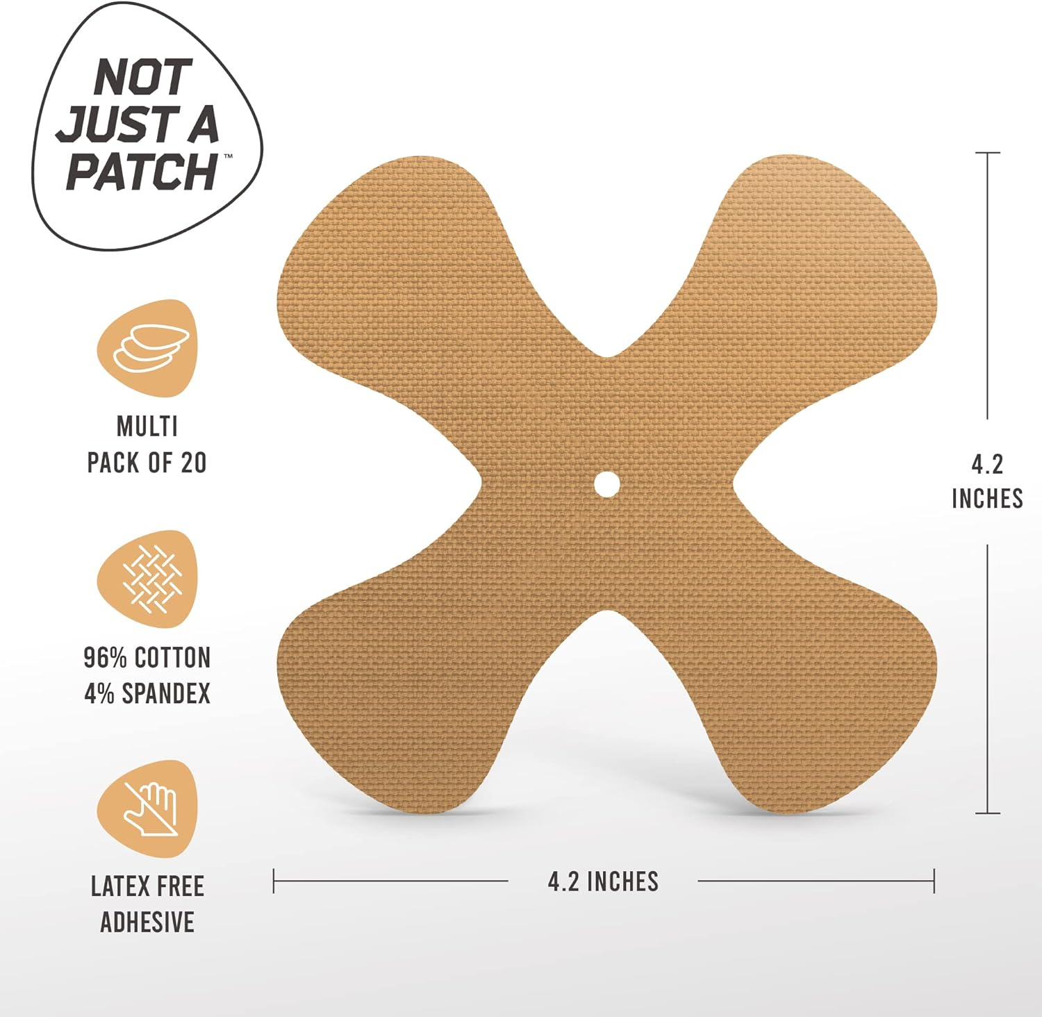 Not Just a Patch X-Patch CGM Sensor Patches (20 Pack) - Water Resistant Omnipod 5 Adhesive Patches - Durable for Active Lifestyle for 10-14 Days - Compatible with Dexcom G6, Libre 2 in Beige image number 2