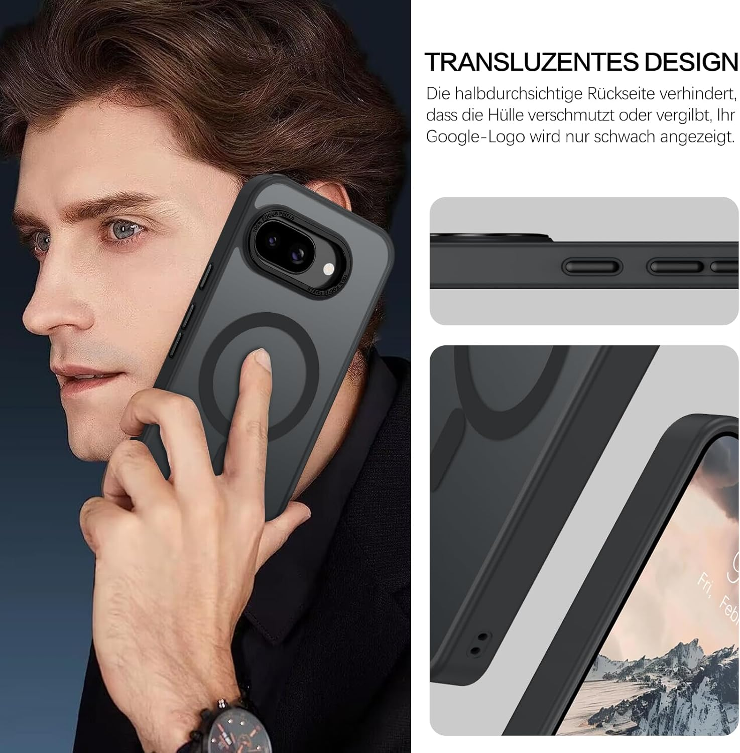 Gaobao for Google Pixel 9 a Case, Mobile Phone Case Google Pixel 9 a Case for Magsafe Translucent Matte Magnetic Shockproof Anti-Fingerprint Case for Google Pixel 9A Case Cover, Black