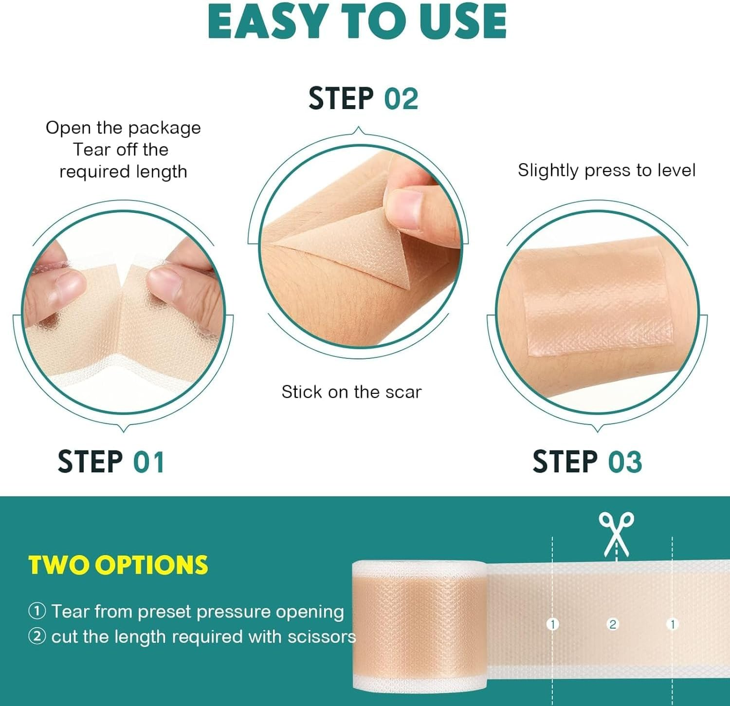 Silicone Scar Sheets, Silicone Scar Tape Roll, Scar Silicone Strips, Scar Removal Sheet Long Strips for Acne Burn, Keloid (4CM X 1.5M Roll) image number 2