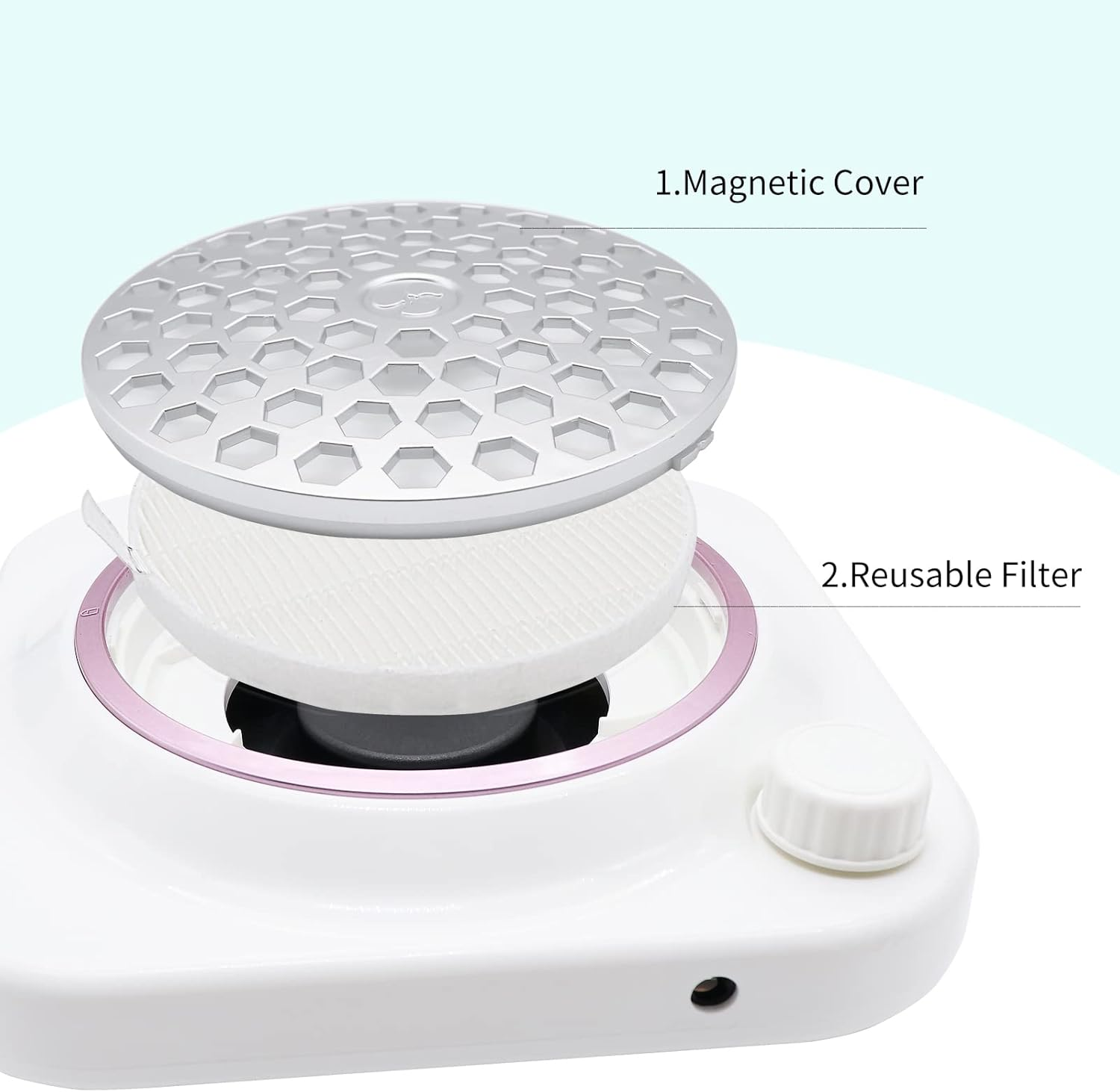 ELEVEN EVER 48W Nail Dust Collector with Reusable Filter,Powerful Vacuum Fan Acrylic Nail Tech Dust Collector for Acrylic Gel Nail Polishing, Low Noise, Nail Salon image number 1