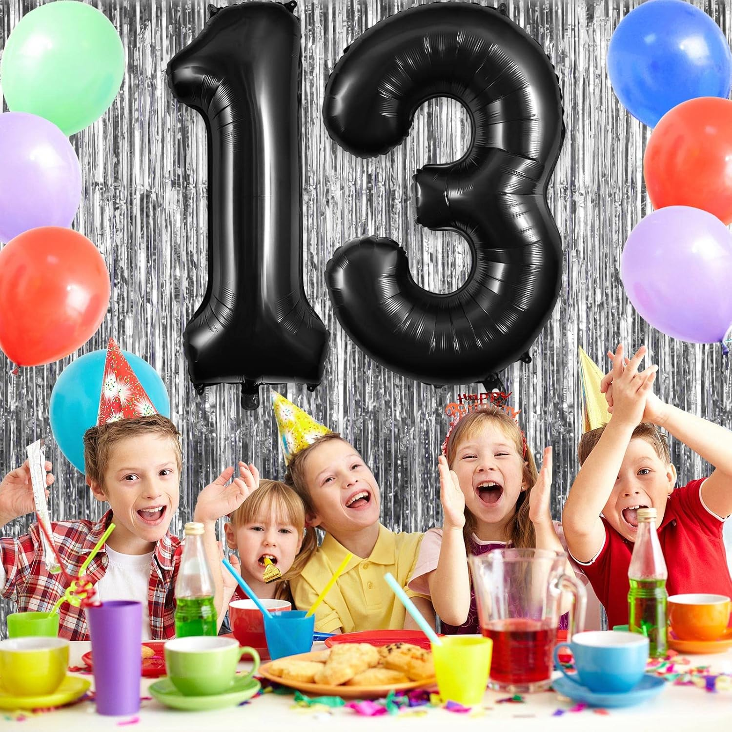 Black 13 Balloon Numbers, Large 13 or 31 Foil Balloons, Big Number Balloons 40 Inch for 13Th / 31St Birthday Party and Anniversary Events Decorations image number 4