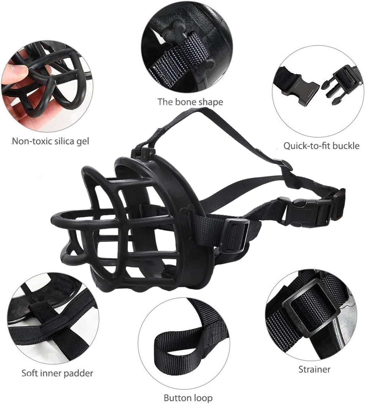 Dog Muzzle, Soft Basket Muzzle for Medium Large Dogs, Best to Prevent Biting, Chewing and Barking (5#) image number 6