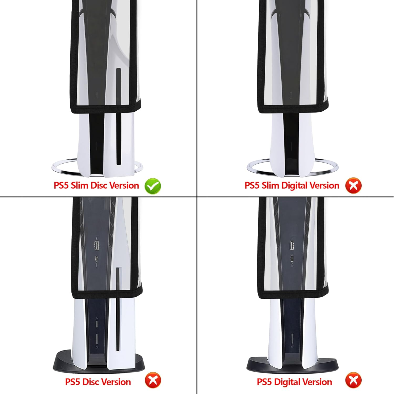 Playvital Vertical Dust Cover for Ps5 Slim Disc Edition(The New Smaller Design), Transparent Dust Proof Protector Waterproof Cover Sleeve for Ps5 Slim Console - Gray image number 3