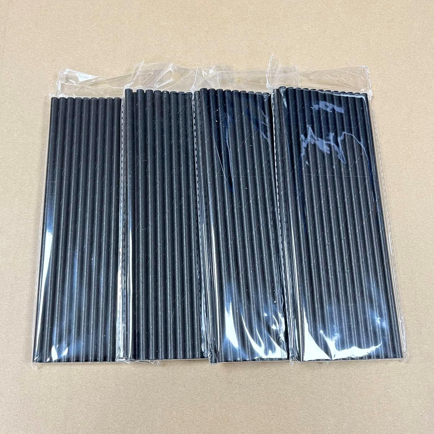 Haobase 100Pcs Paper Drinking Straws, Biodegradable Paper Straws for Drinking Cocktail, Coffee, Cold Drinks (Black)