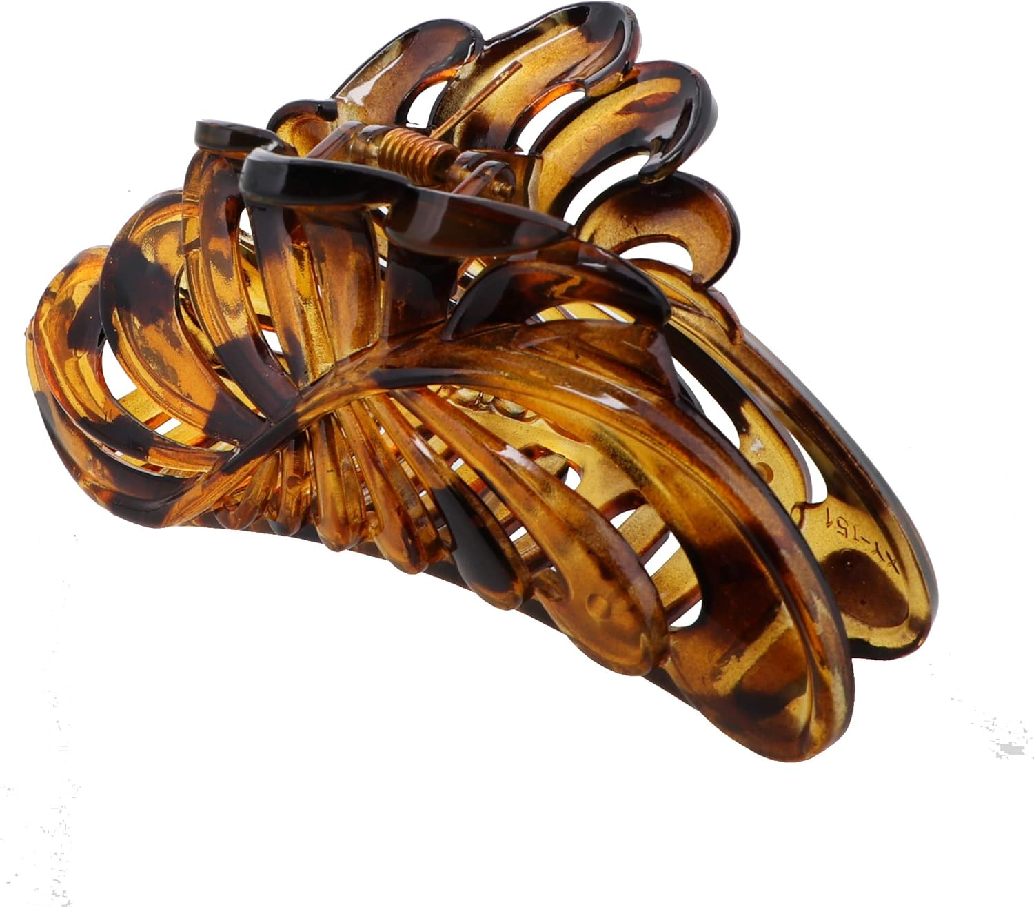 Matte Black 5 Inch Large Jaw Clip Hair Claw with Leaf Design (Motique Accessories) image number 6