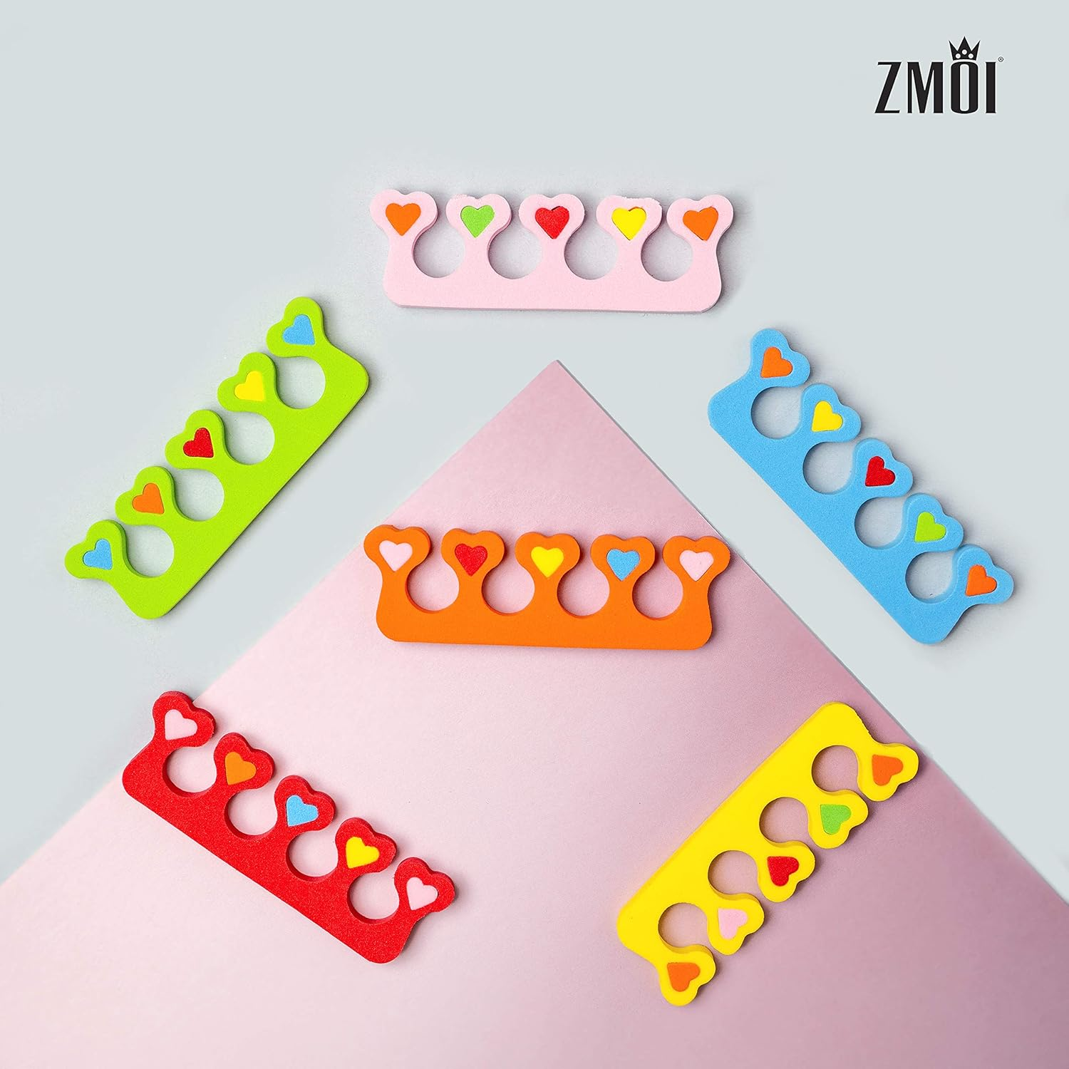 ZMOI 6 Pieces Colorful Girly Mini Emery Nail Files + 6 Pairs Heart Design Toe Separators Manicure/Pedicure Kit Kid Spa Party (Pack of 1) image number 2