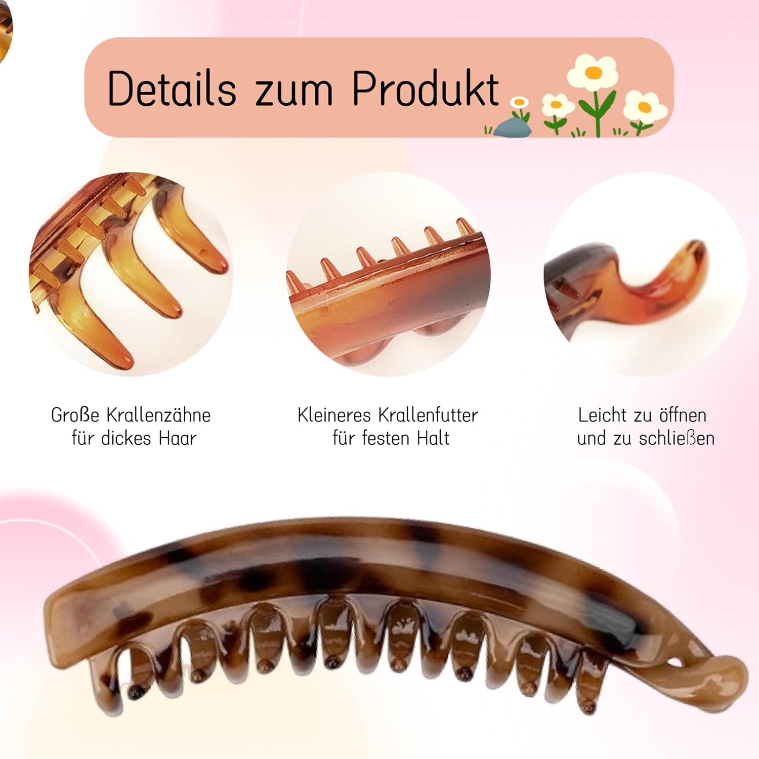 Esshogo Vintage Banana Clip, Thick Hair Banana Clip, 6 Pack, 13 X 3 Cm, Women & Girls image number 2