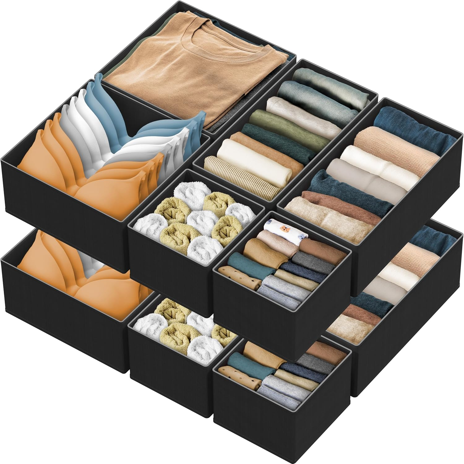 Simple Houseware Clothes Drawer Organiser, 12 Pack, Beige