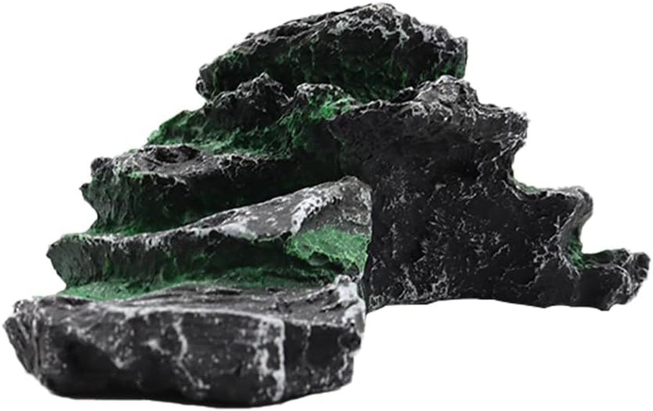 NUZAMAS Turtle Basking Platform Turtle Tank Ramp Platform Shelter Habitat Decor Artificial Resin Platform Stairs for Tortoise Climb Stone Habitat Ornament image number 2