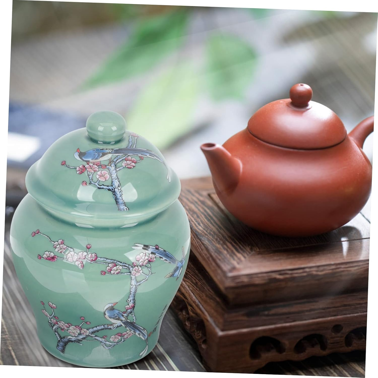 RORPOIR Ceramic Tea Canister Sealed Tea Jar Small Size Porcelain Blue and White Porcelain Storage Container Airtight Food-Grade for Home Kitchen image number 3