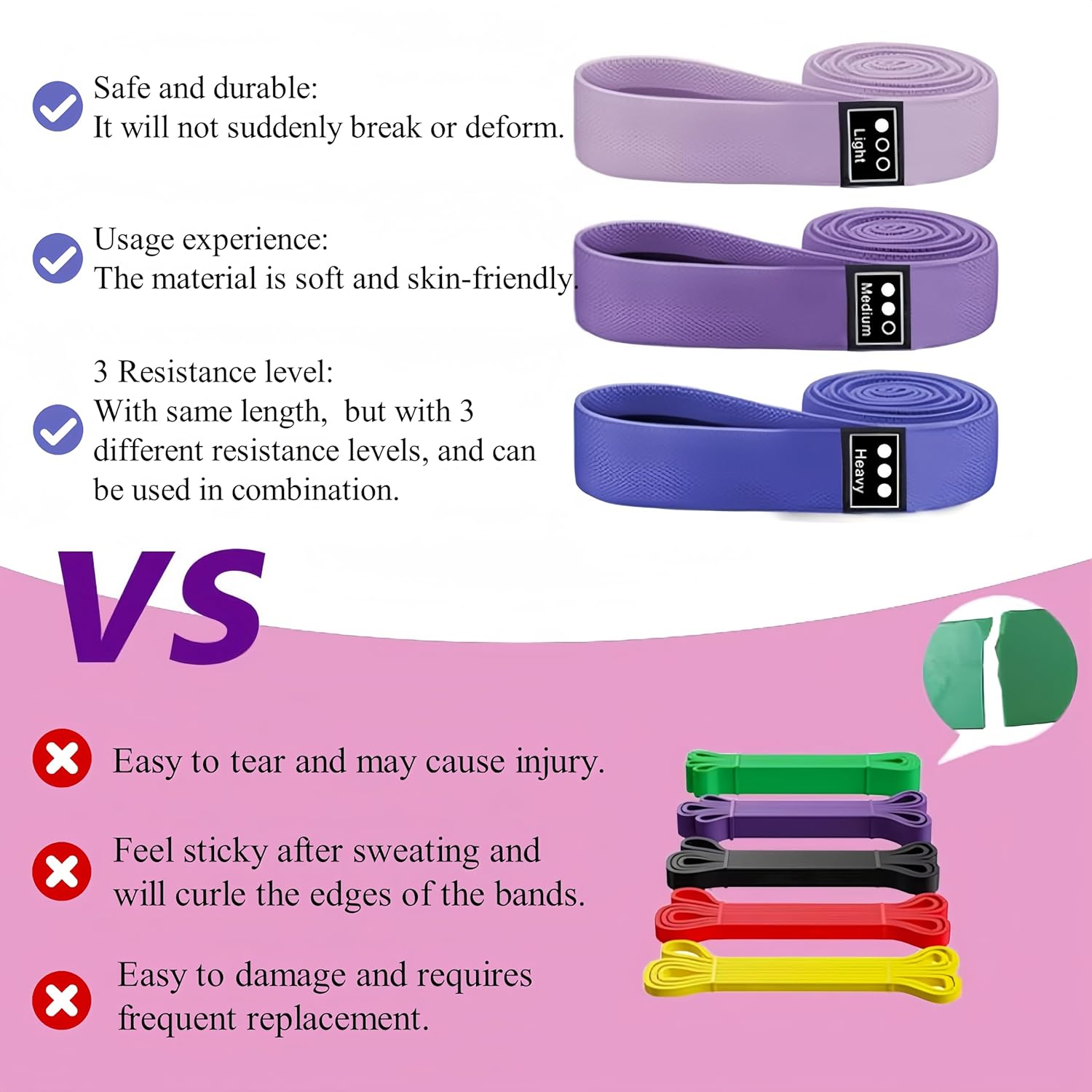 CEILIWEN Resistance Bands Set of 3, Long Fabric Resistance Bands with 3 Resistance Levels for Full Body Workout, Pull up Loop Bands for Women/Men Strength Training, Yoga, Pilate, Fitness image number 2