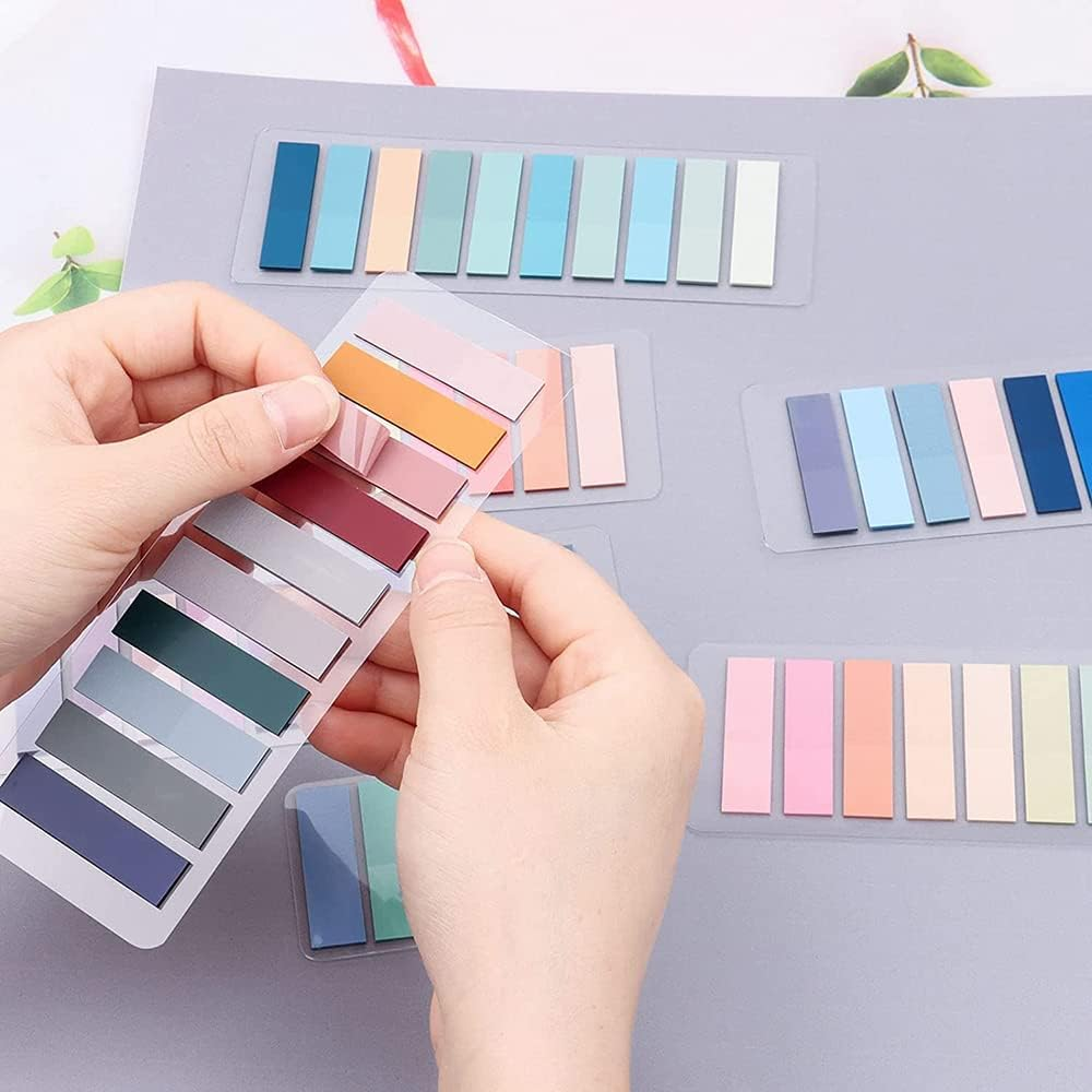2400Pcs Sticky Tabs Book Tabs, Translucent Sticky Notes, Repositionable Book Markers, Morandi Book Flags Strip, Writable Book Annotation Supplies, Page Tabs, File Index Tabs image number 1