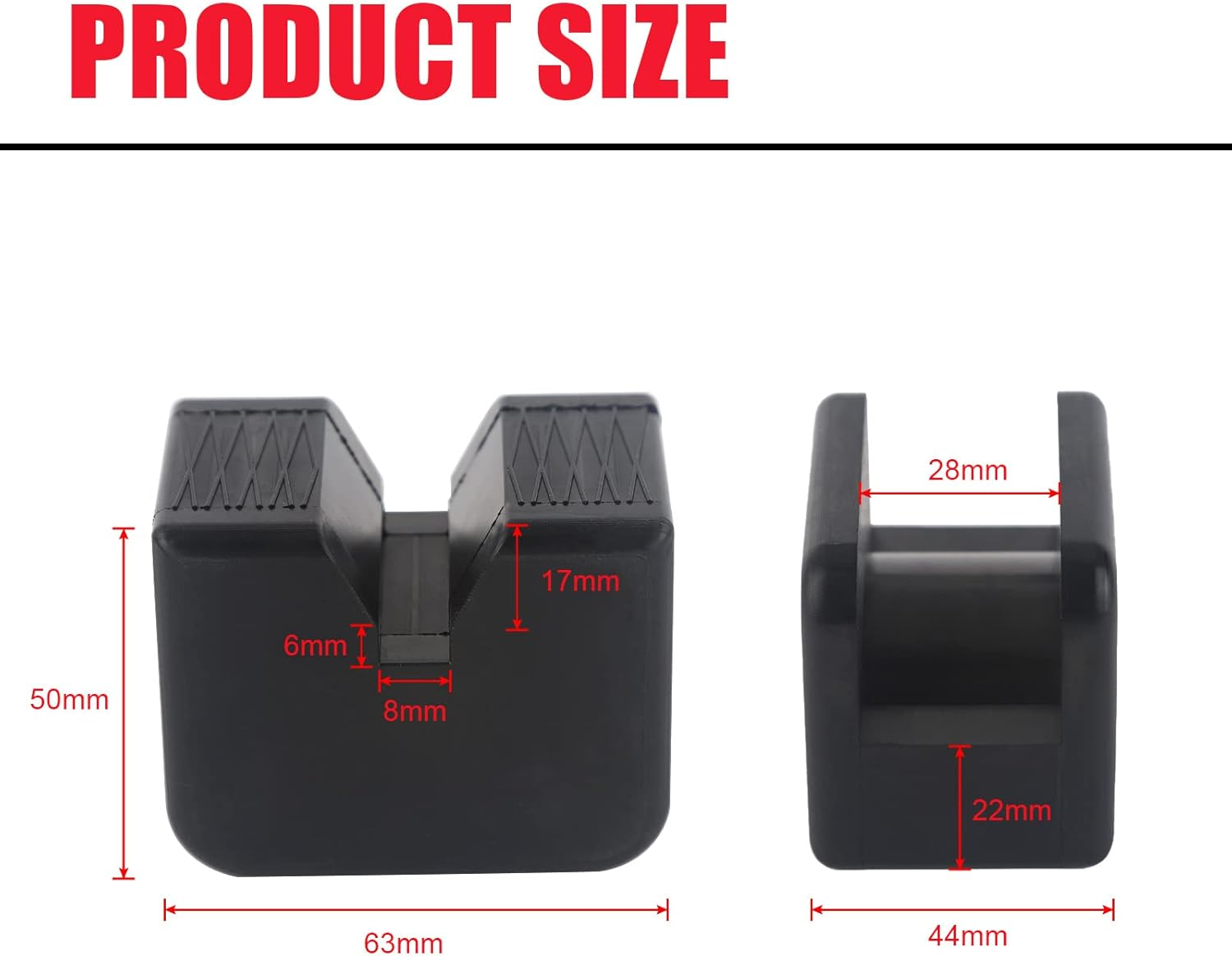 Jack Pad Adapter, Universal Heavy Duty Rubber, Slotted Frame Rail Pinch Welds Protector (4 Pack, 4 Ton Capacity, Car Compatible) image number 6