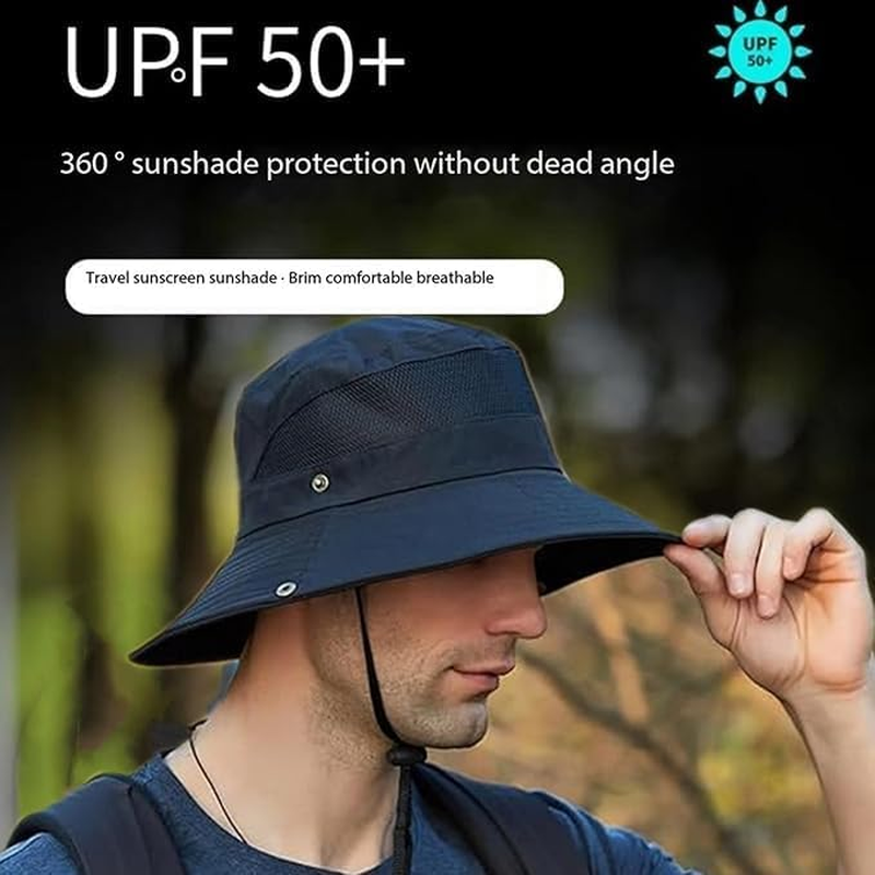 UPF50+ Safari Sun Hat for Men and Women - Uv-Resistant Breathable Quick-Drying Outdoor Hat with Adjustable Folding Design for Fishing, Hiking, Gardening, Beach, Adventure Ready Accessories image number 5