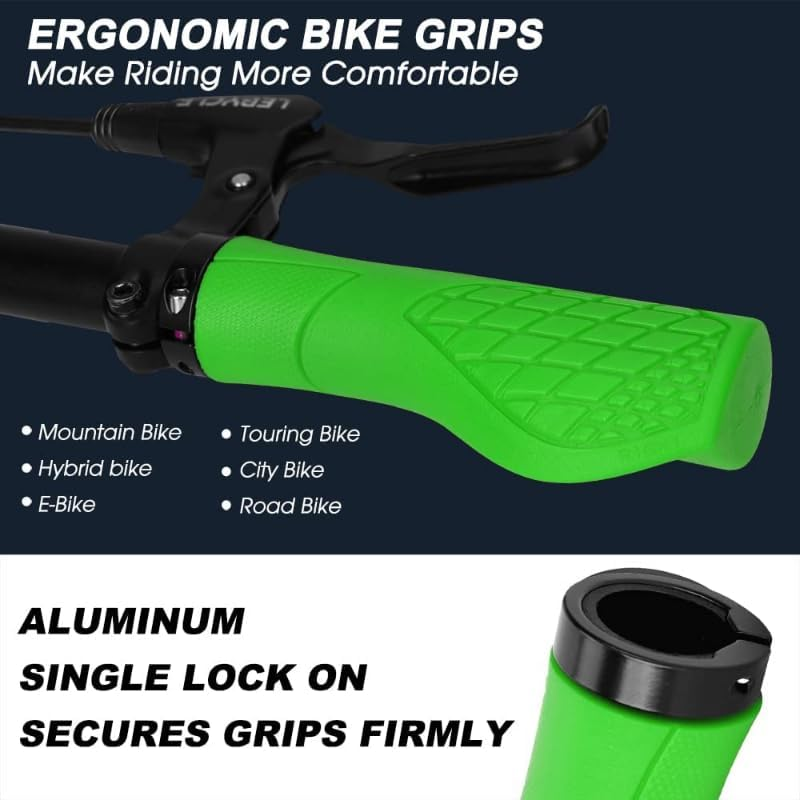 Bike Grips - Single Lock-On Bike Handle Grip | Non-Slip Comfort Mountain Ergonomic Bike Grips for Mountain Bike E-Bike Hybrid City Commuter Bikes - Blue image number 5