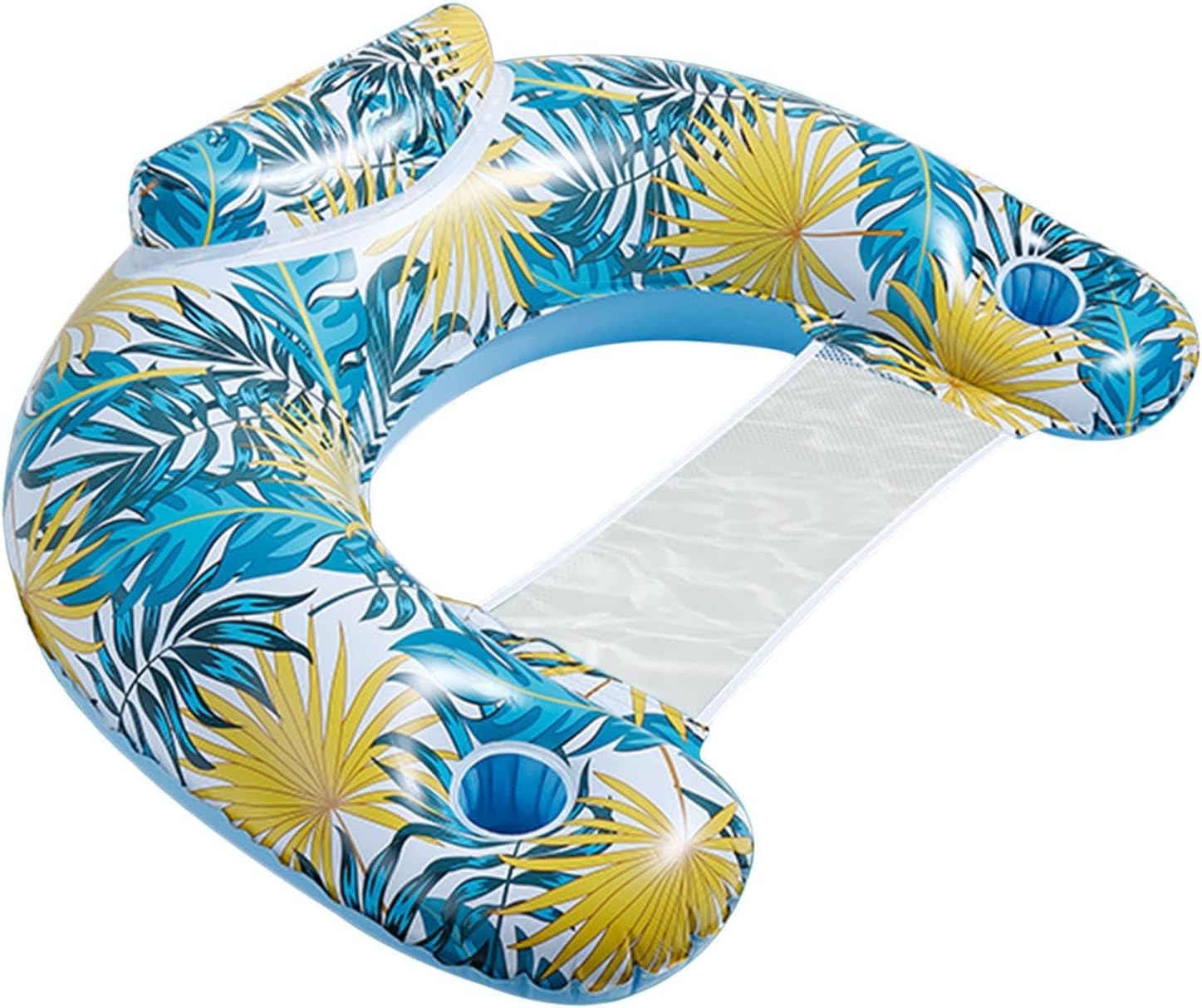 Generic Palm Pool Float,With Cup Holder Floating Mesh Pool Chair | PVC Floating Water Raft, Inflatable Pool Sofa Float Large Size, Single Layer for Beach image number 2