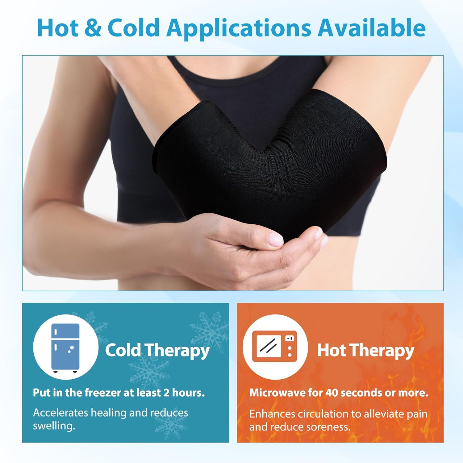 Elbow Ice Pack Wrap Reusable Gel Ice Sleeve for Arm Injuries, Tendonitis & Tennis Elbow, Flexible Hot Cold Compression Ice Sleeve for Pain Relief & Recovery, Fits for Both Arms image number 5