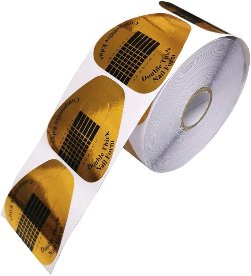 Beautyleader 500 Pieces Golden Color Nail Extension Form Horseshoe-Shaped Nail Art Acrylic Nail/Uv GEL Nail Extention Tips Form Guide Sticker