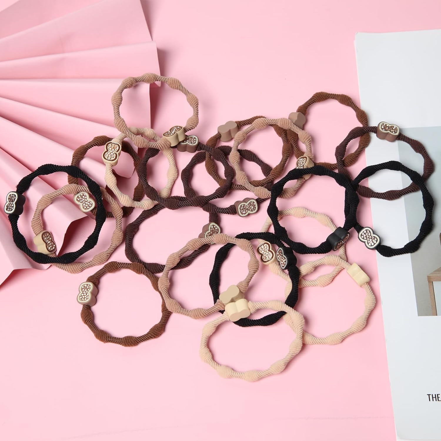 Lavema Hair Bobbles with Diamond, Pack of 20 in 5 Colours, Hair Bands for Girls and Women, 5.5 Cm, Elegant, Comfortable for Everyday Use image number 4