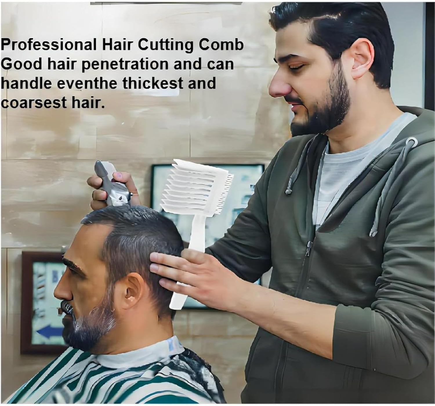 ZENRUIMING 2-Piece Set of Hair Stylist Fading Combs, Curved Hair Combs, Professional Curved Positioning Combs, Portable Hair Styling Tools, Home Salon Hair Cutting Combs (White) image number 2